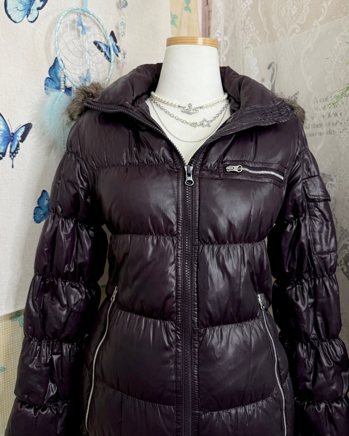 갭 딥 퍼플 롱 패딩 자켓 상품이미지4