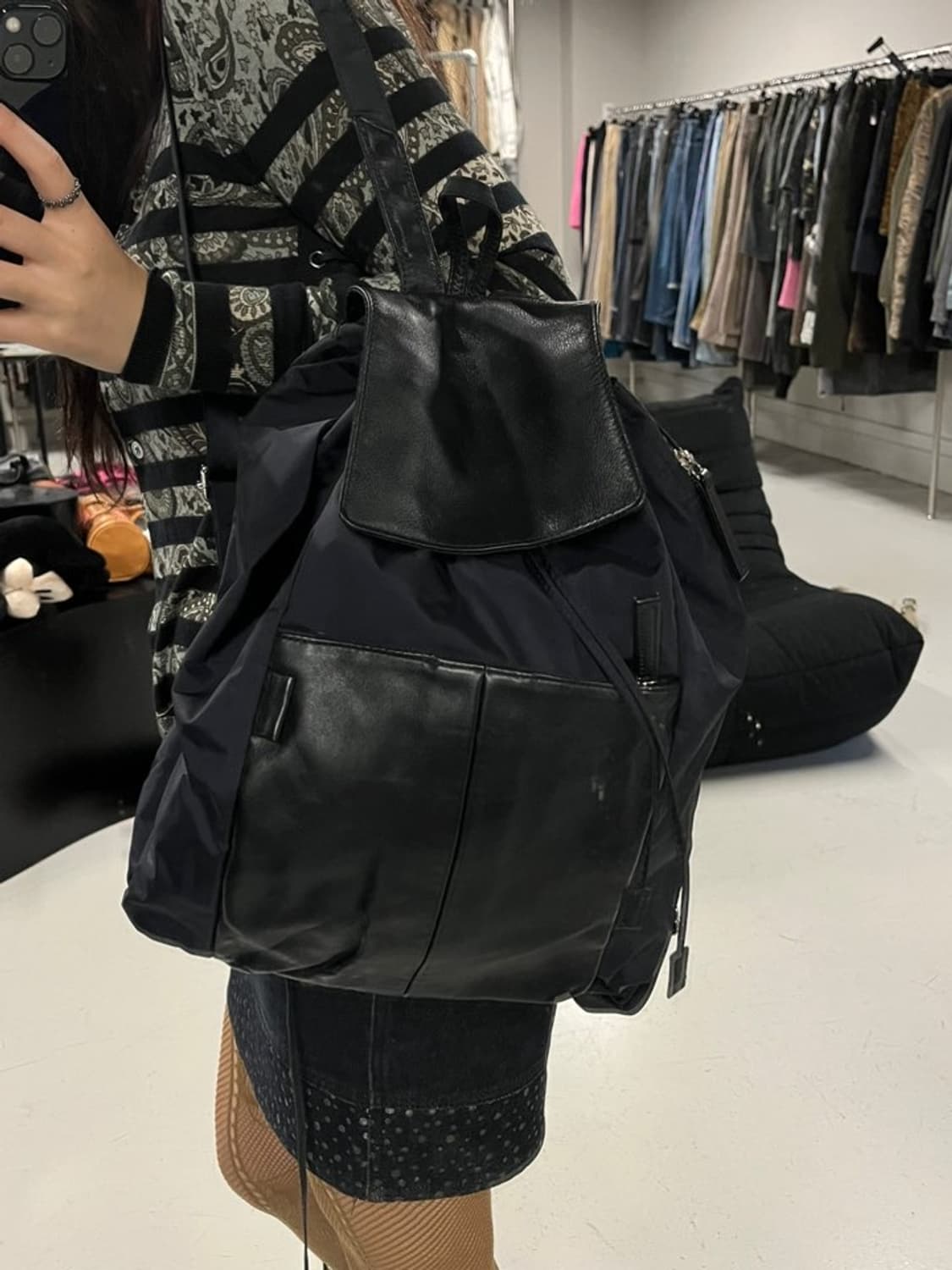 Y‘SACCS nylon & leather backpack  상품이미지1
