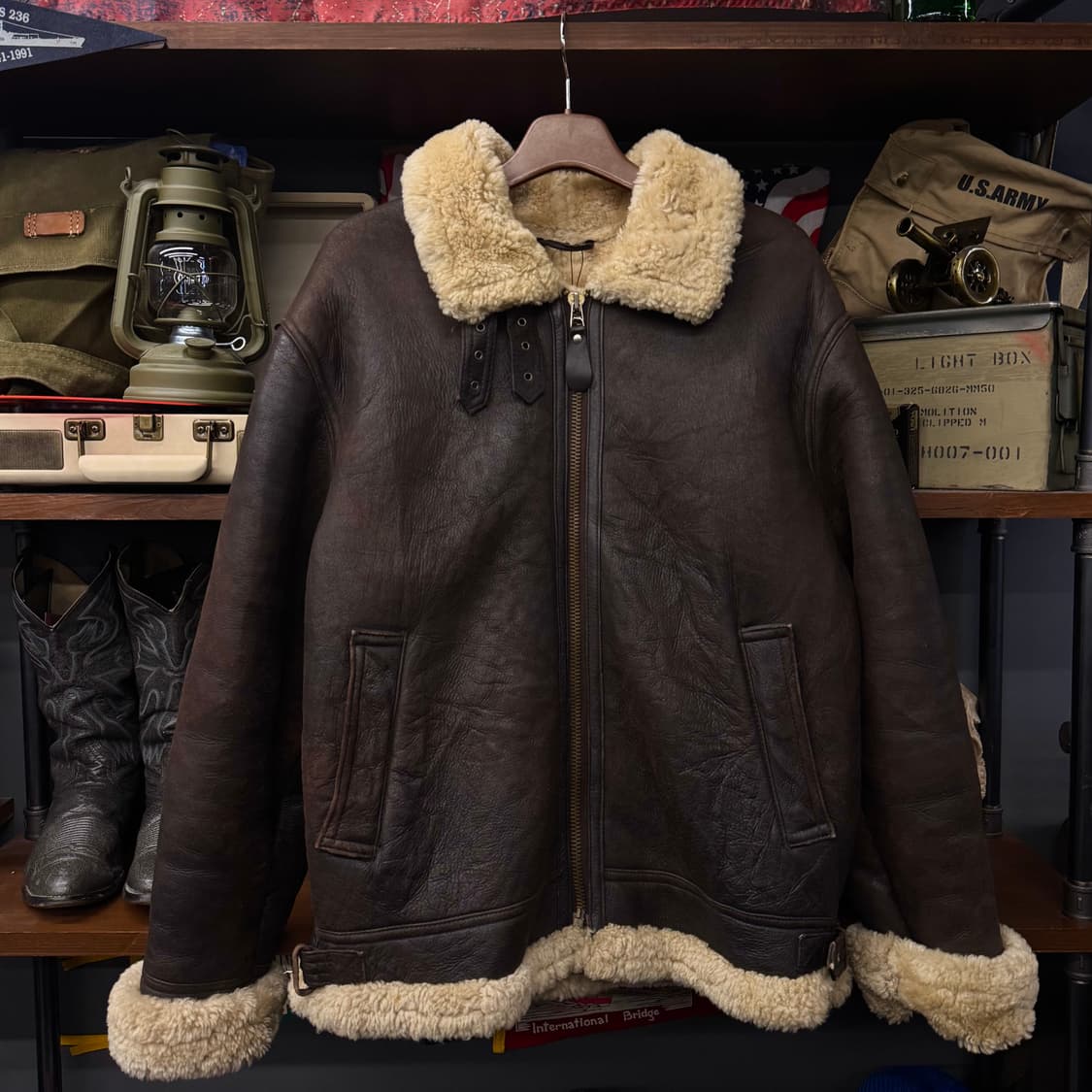 90s Type B-3 무스탕 자켓 밀리터리 리얼 레더 USA N236 상품이미지1