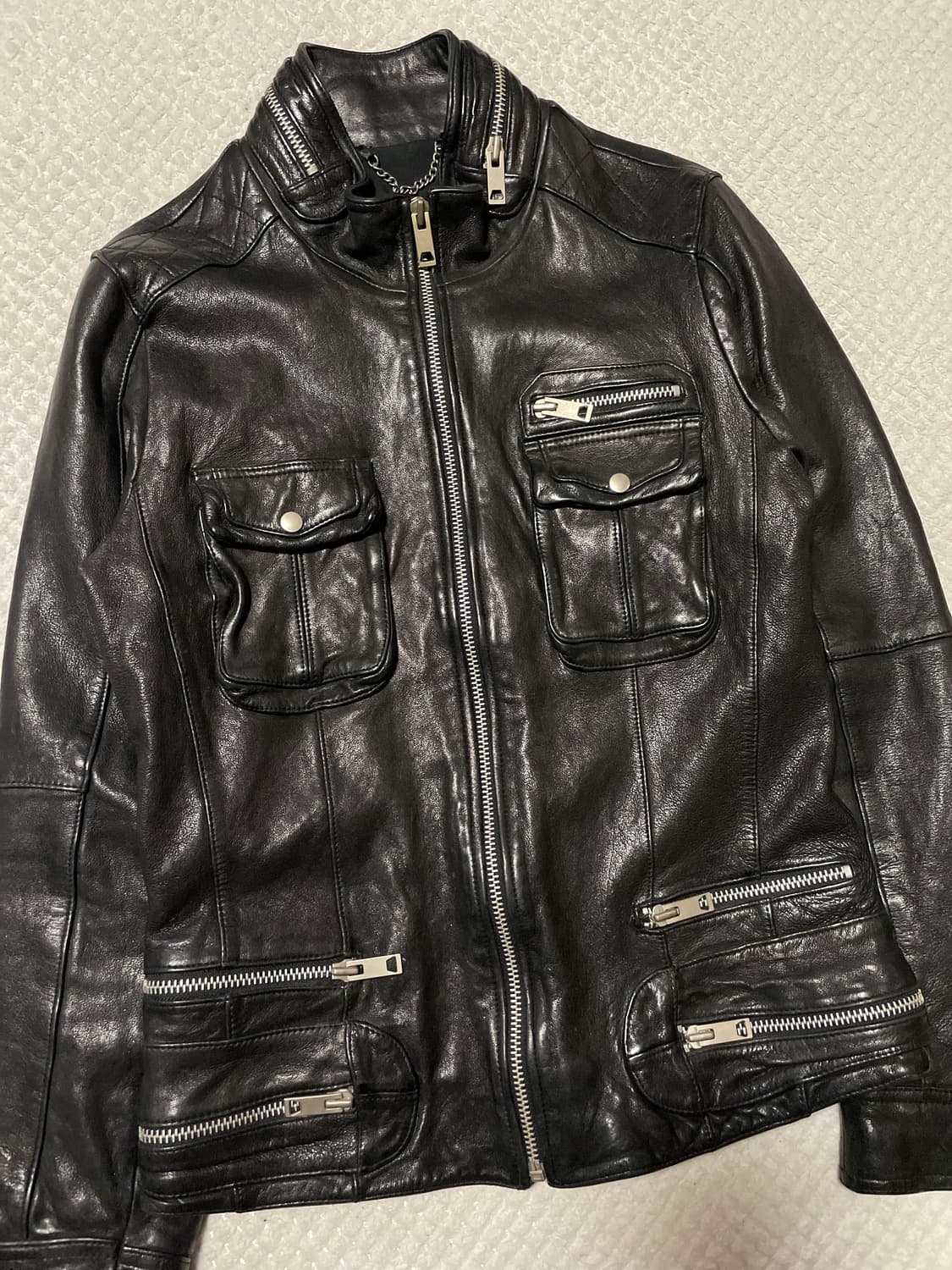 광희시장 웨스턴 무드 램스킨 양가죽 바이커 레더 자켓 상품이미지5