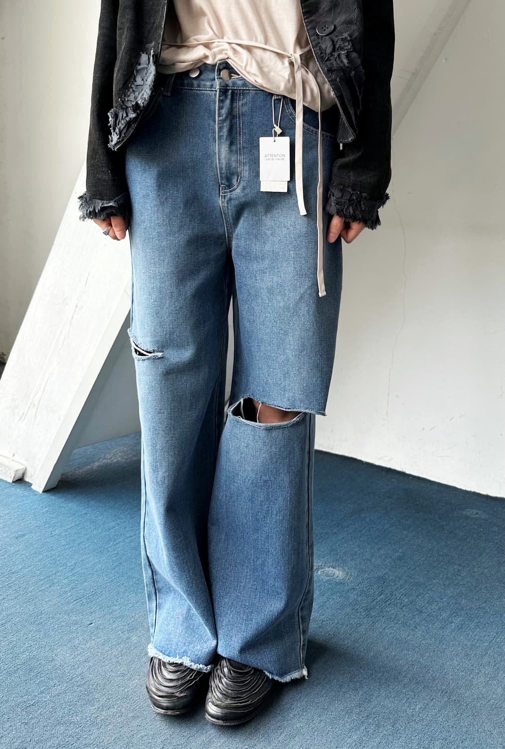 Crush design wide denim pants 상품이미지4