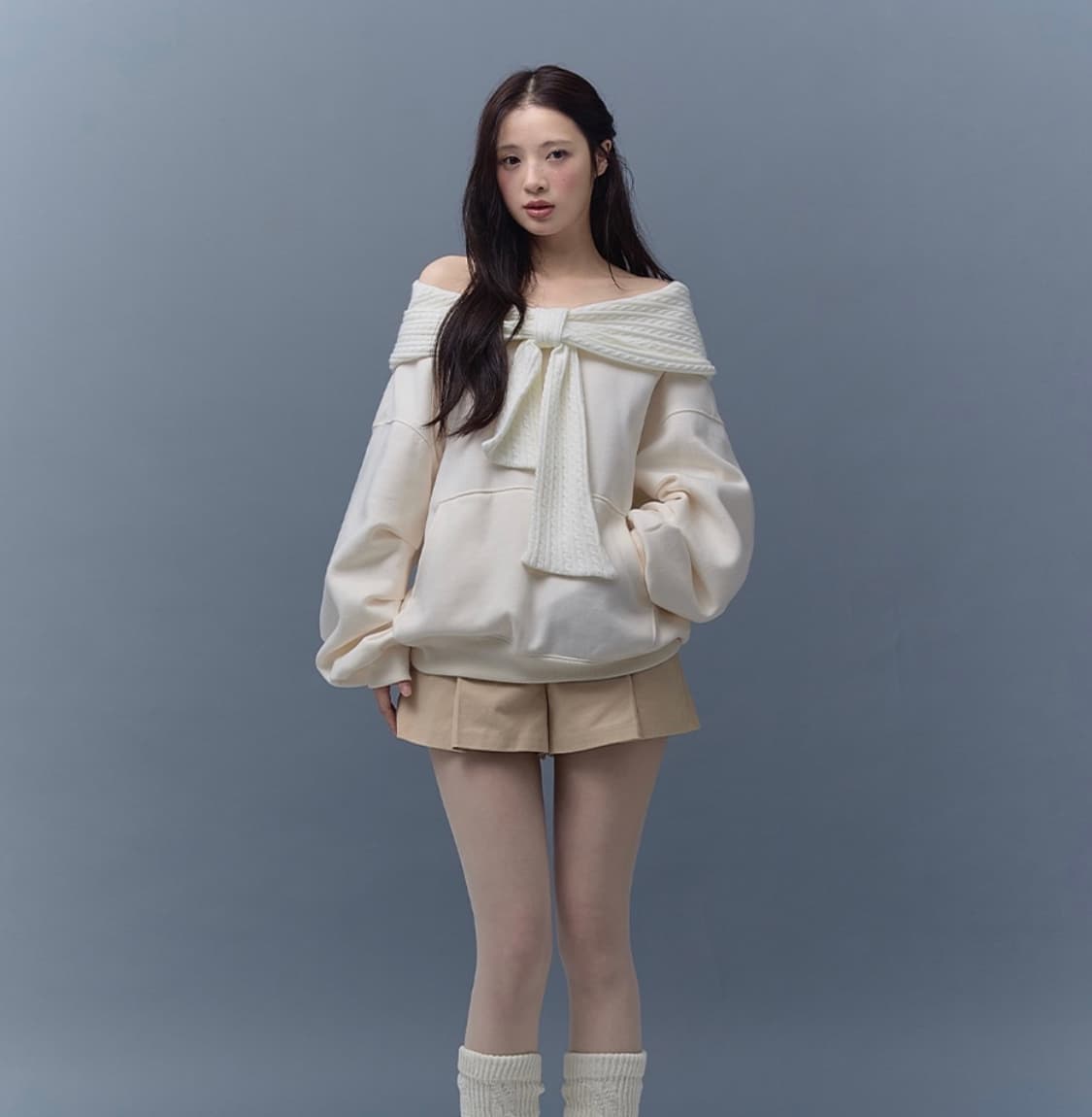 더티스 리본후디 베이지 상품이미지4