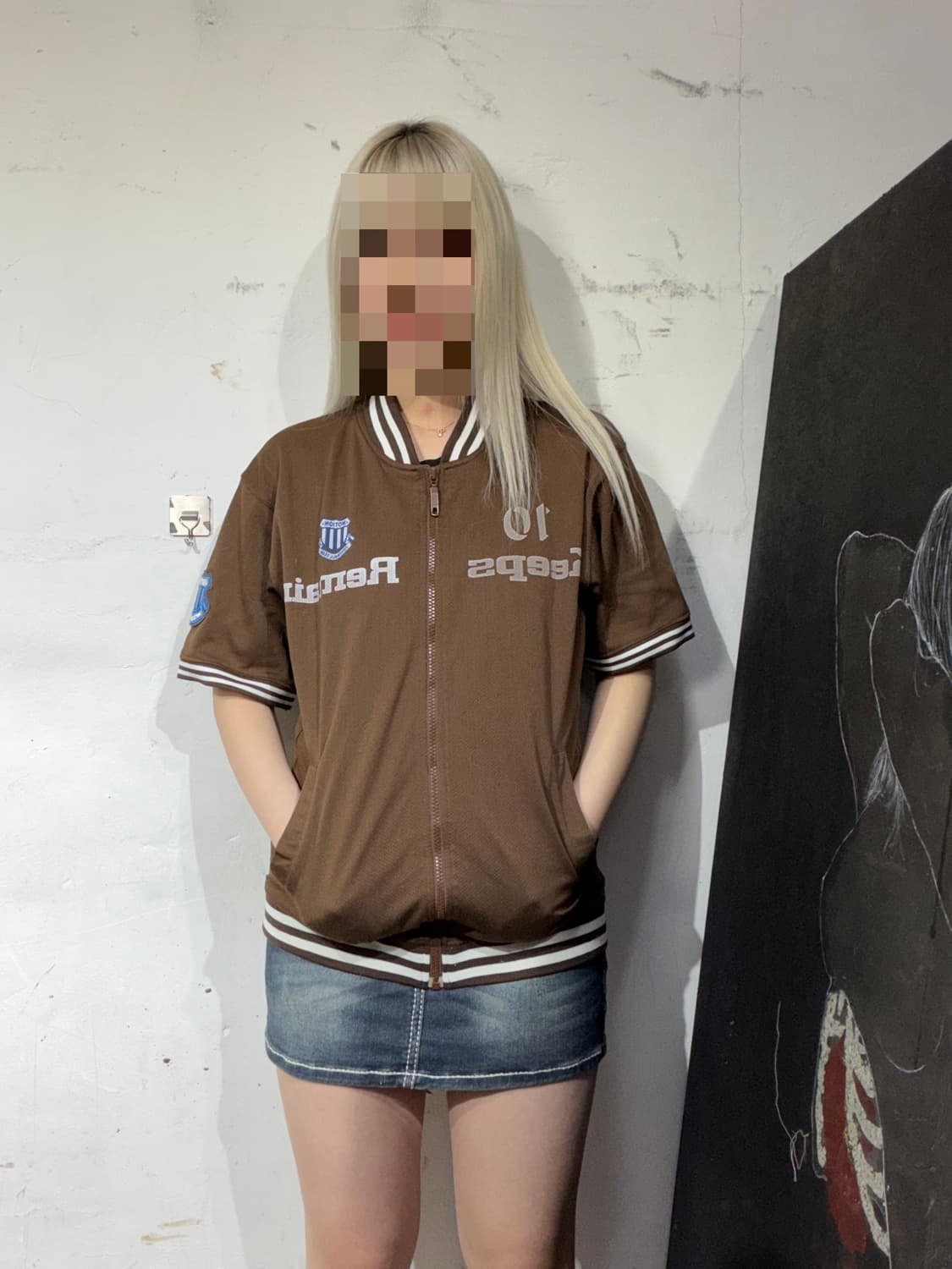 JPN 일본빈티지 keeps 브라운 와투케 레터링 져지 트랙탑 M 상품이미지5