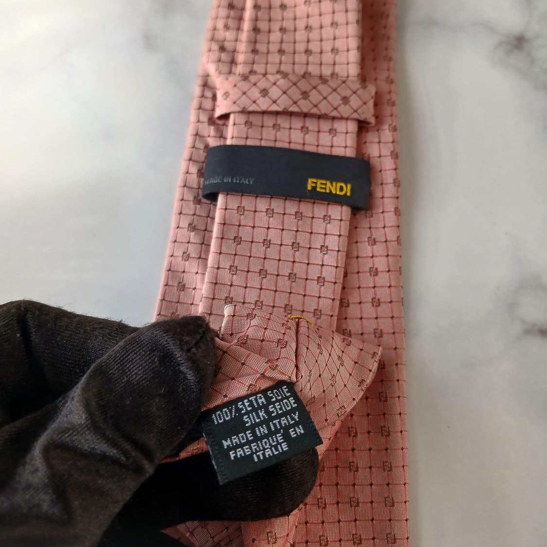 펜디 실크 핑크 자카드 로고 넥타이 8cm A등급 A19484 상품이미지8