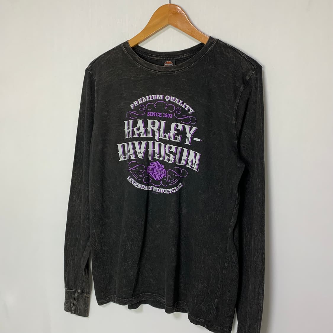 할리데이비슨 빈티지 워싱 레터링 프린팅 롱슬리브 y2k 남녀공용 상품이미지3