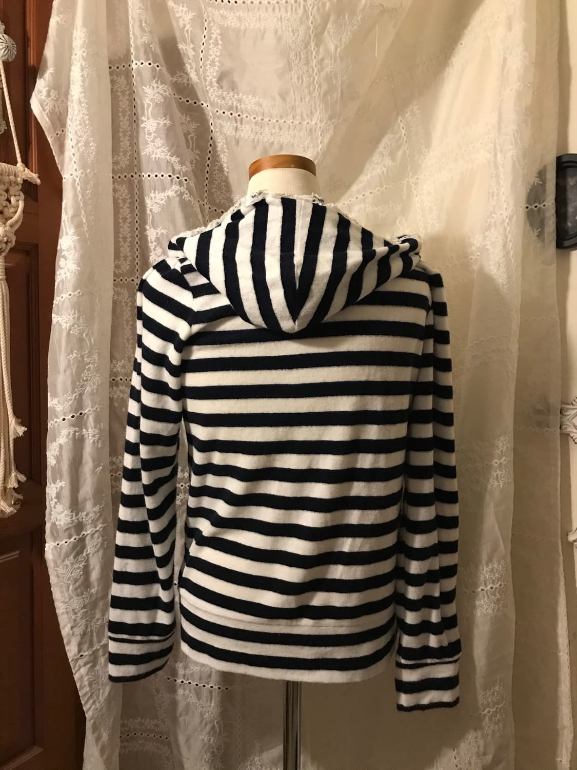 빈티지 스트라이프 레이스 후드집업 상품이미지2