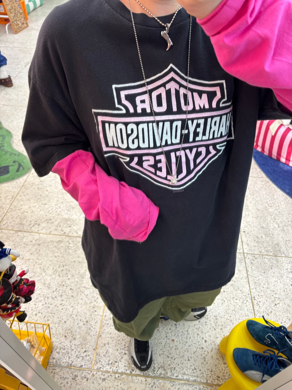 Vintage Pink Point Harley Davidson T Shi 상품이미지5