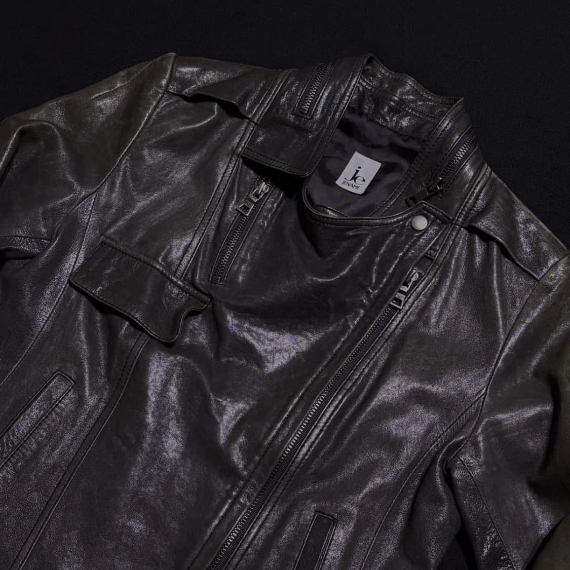 빈티지 양가죽 리얼 레더 언발 지퍼 자켓 슬림핏 딱붙핏 상품이미지4
