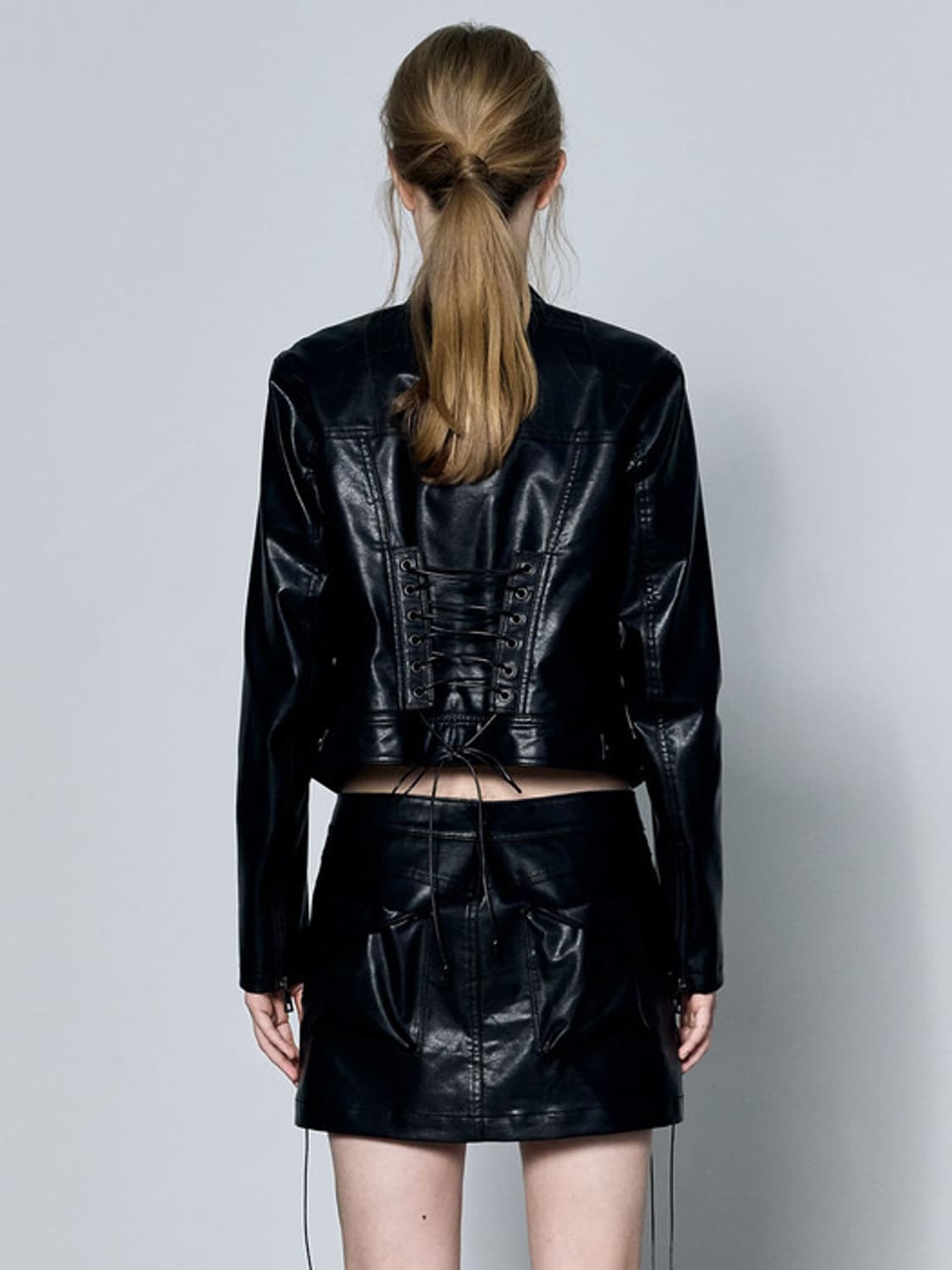 리임 RHEME 크롭 레더 자켓 블랙 상품이미지2