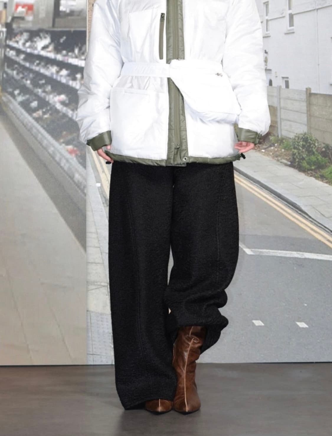 [CERRIC] 울와이드 밴딩 팬츠 블랙 상품이미지2