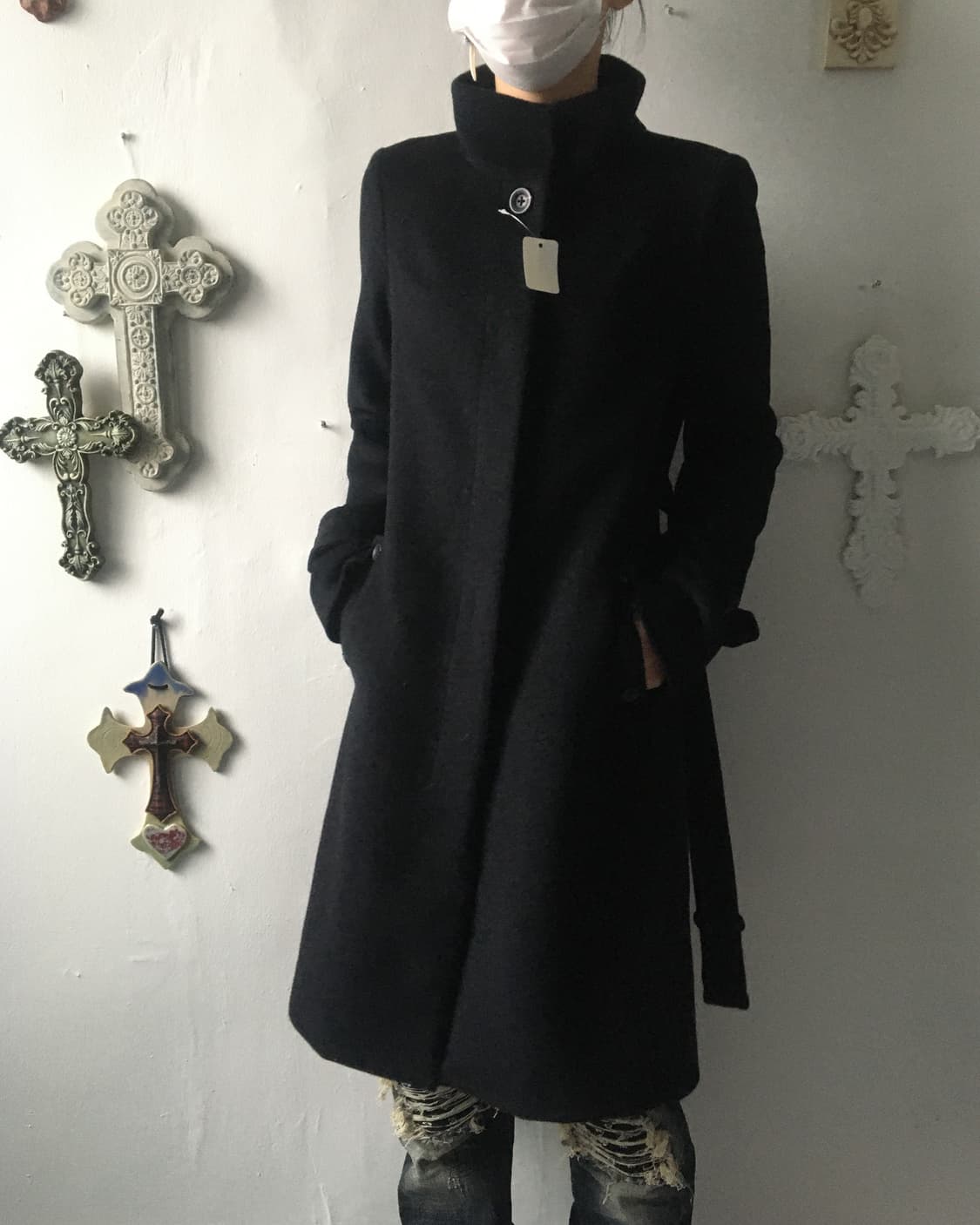 Belted high neck coat 상품이미지8