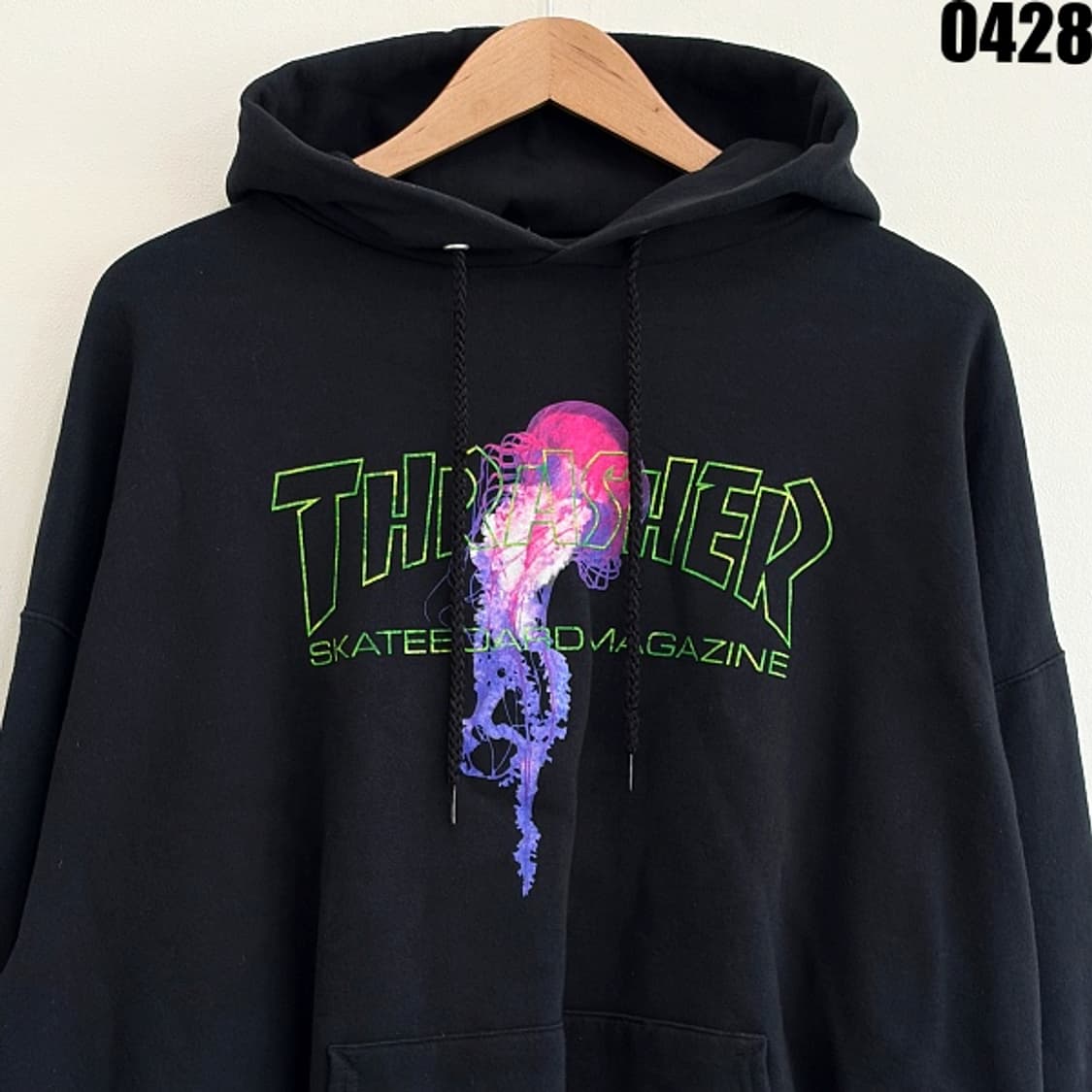 스래셔(Thrasher) 메두사 로고 프린팅 후드티 블랙 XL 0428 상품이미지3