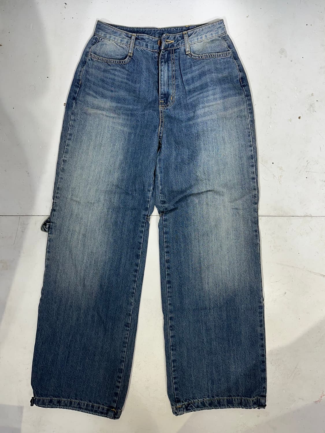일본 빈티지 중청 카펜터 워싱 와이드 데님 팬츠 청바지 M  상품이미지4