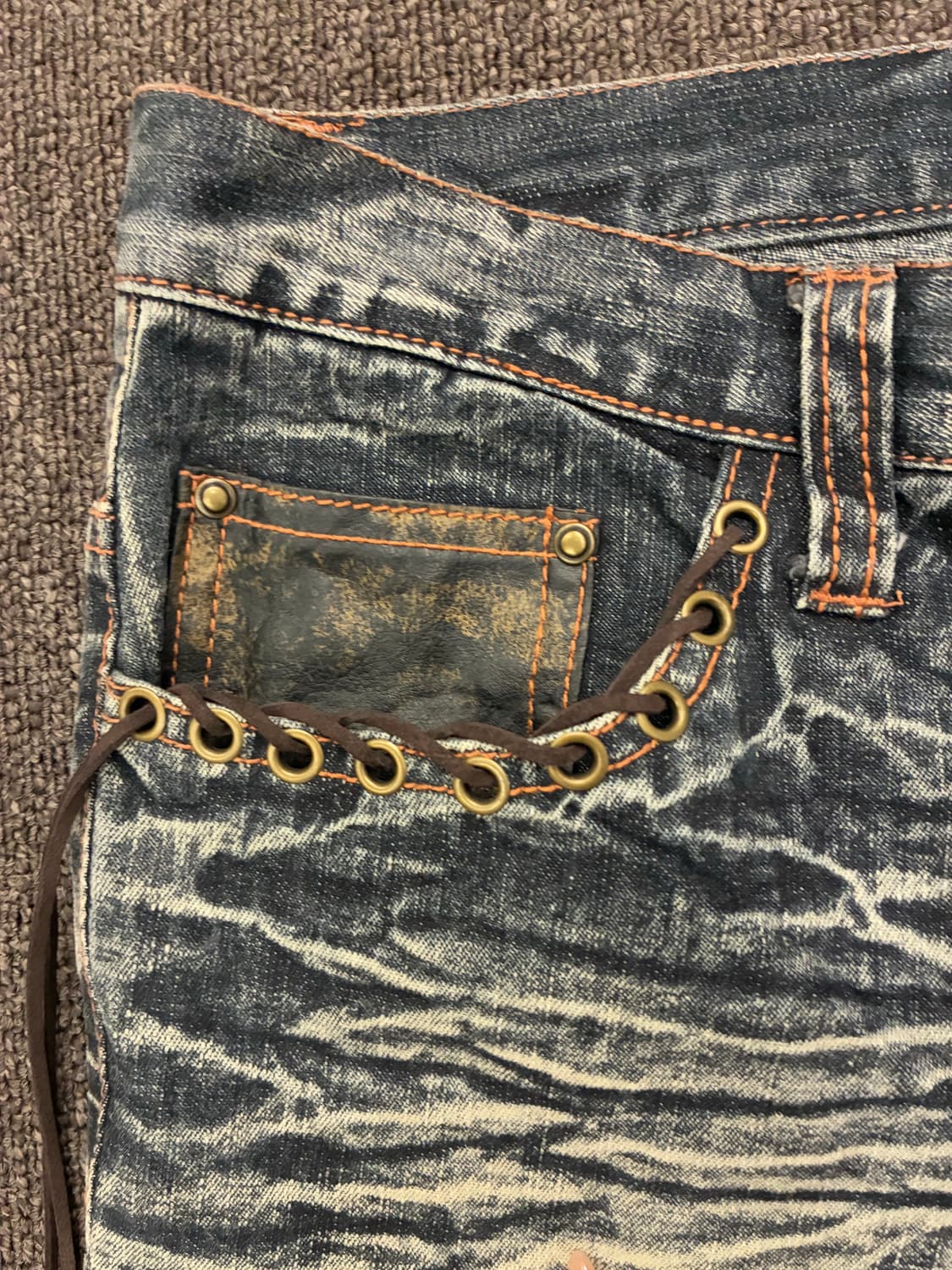 L)Japanese vintage 여성 레이스업 디테일 부츠켓 데님팬츠 상품이미지6