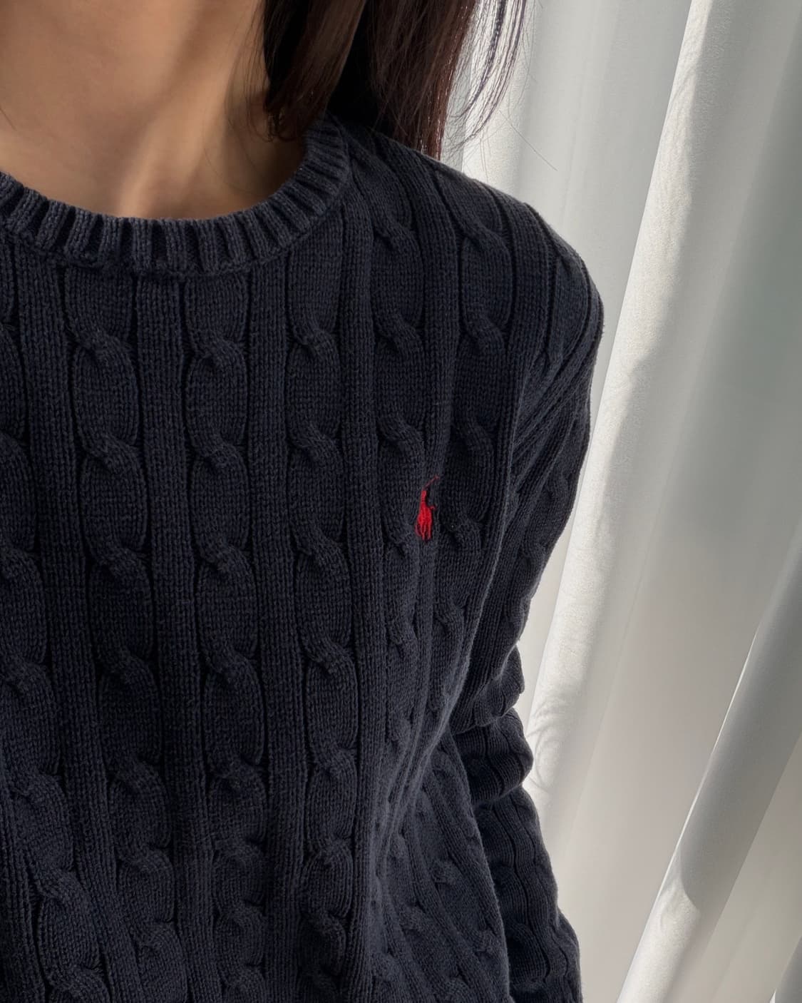 [S]폴로 랄프로렌 꽈배기 케이블 코튼 니트 navy 상품이미지2