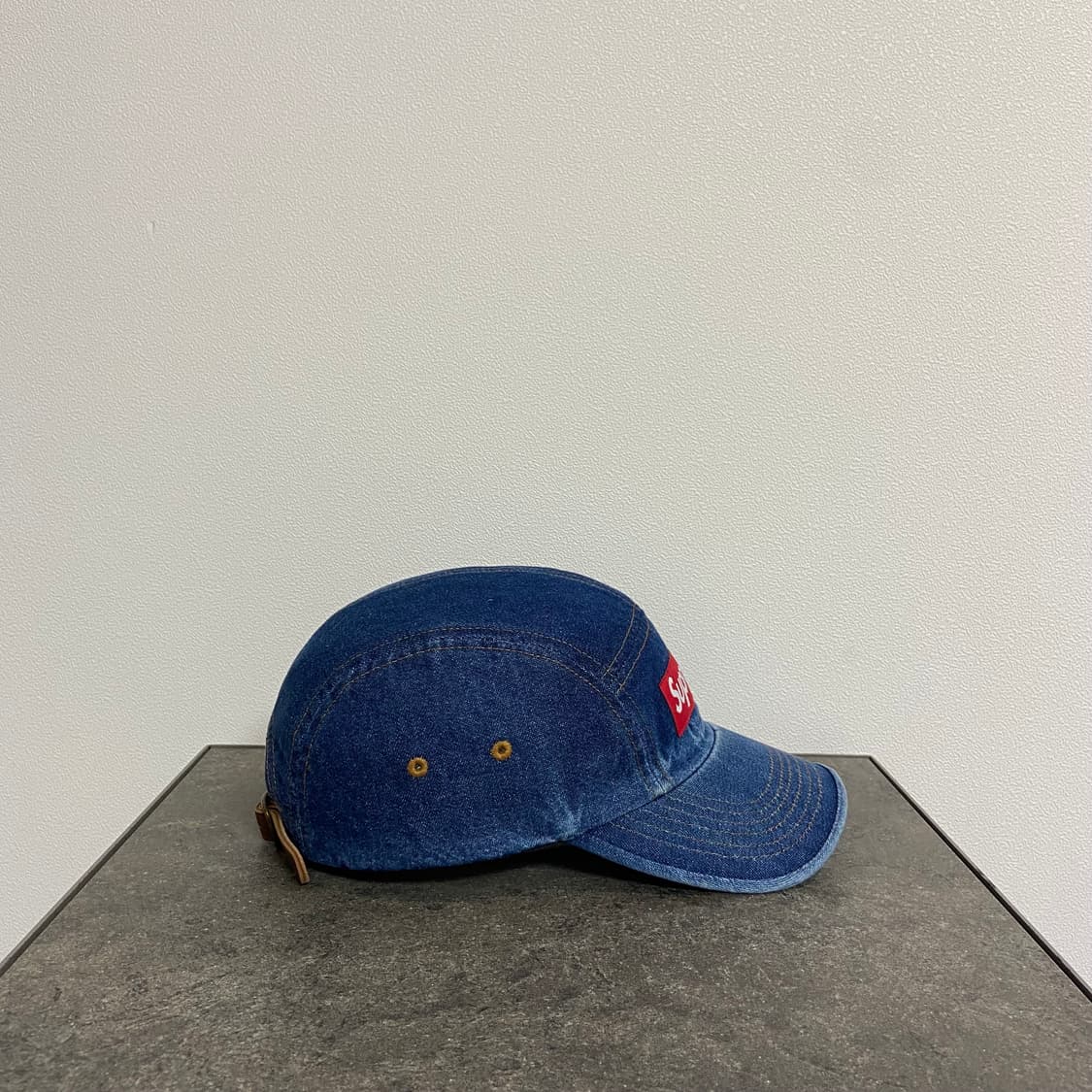 슈프림 22FW 워시드 데님 레드 박스로고 캠프캡 모자 상품이미지3
