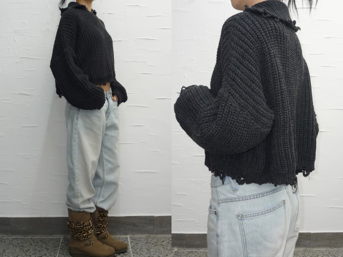 Frayed charcoal knit 상품이미지2