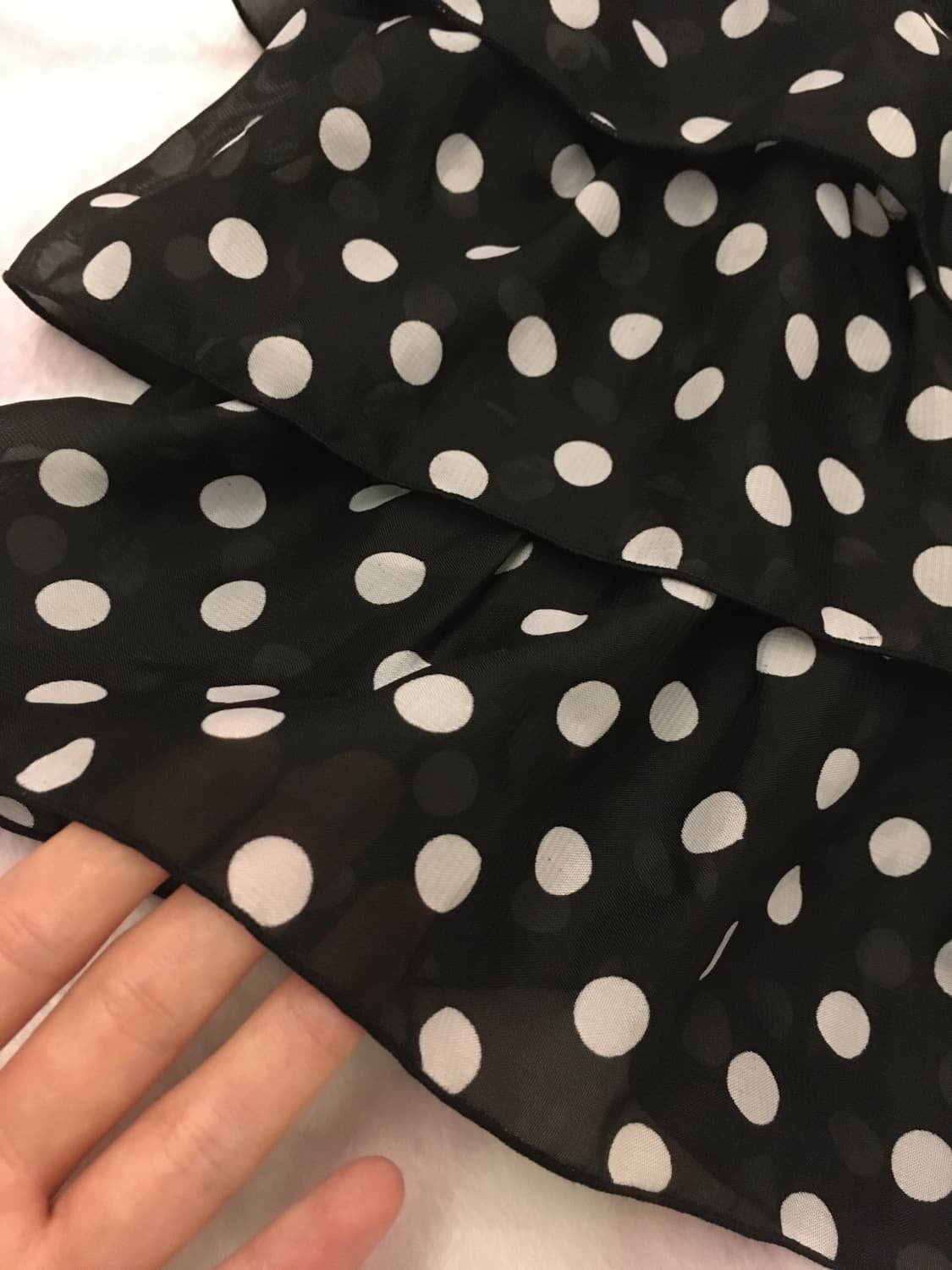 블랙도트 쉬폰 캉캉스커트 갸루 조지후쿠 물방울 땡땡이 프릴스커트 상품이미지2