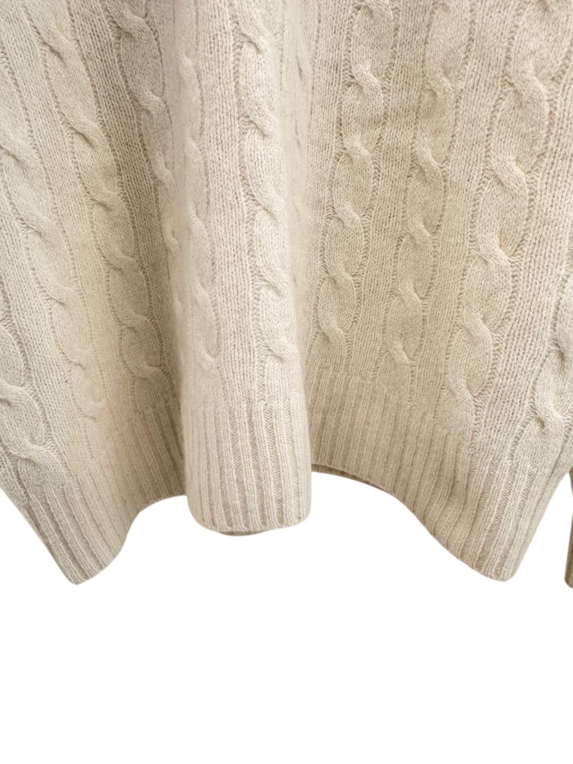 폴로 캐시미어 케이블 꽈배기 니트 아이보리 (여성M) 상품이미지6