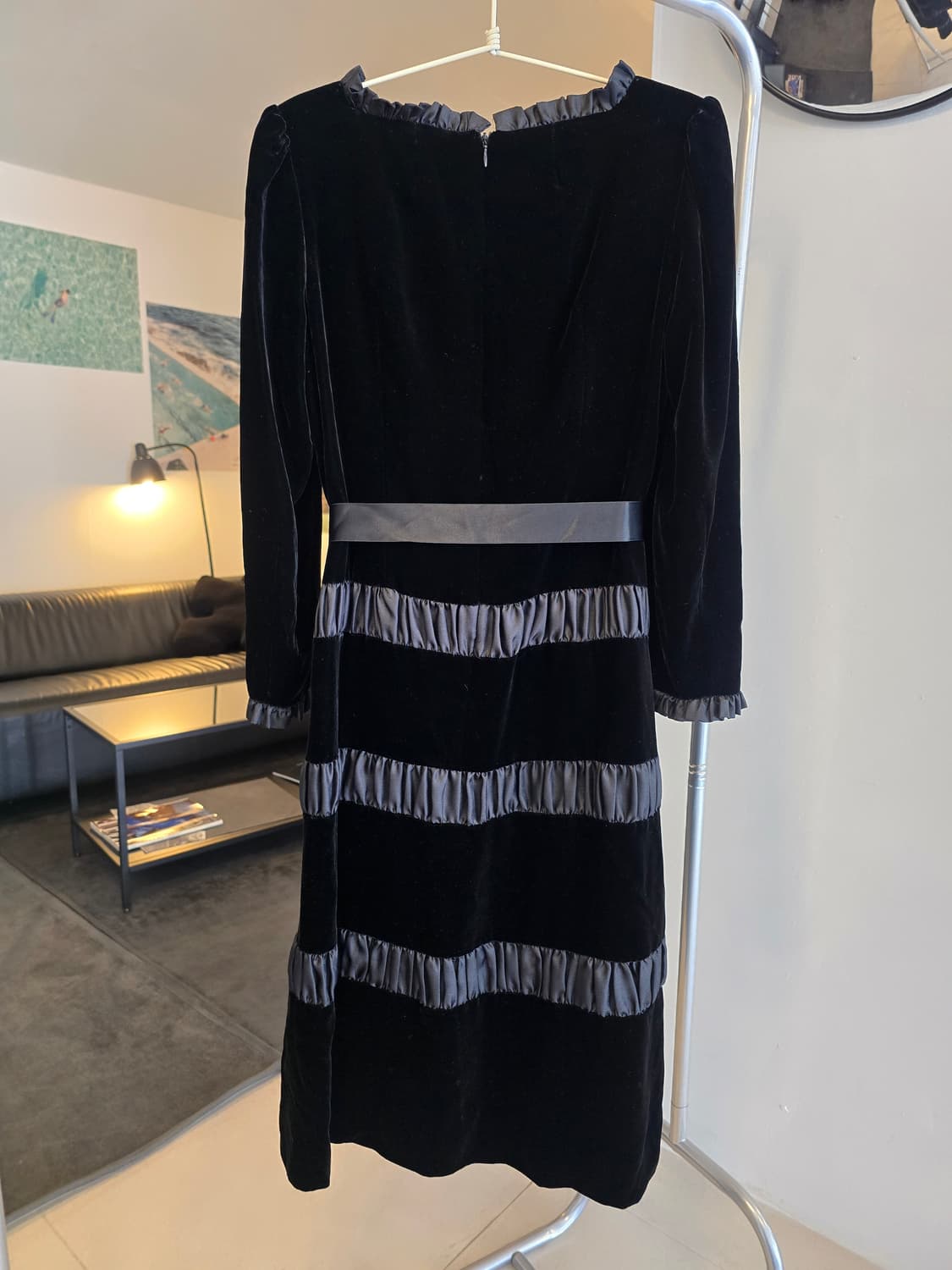 밸벳 리본 주름 원피스 상품이미지6