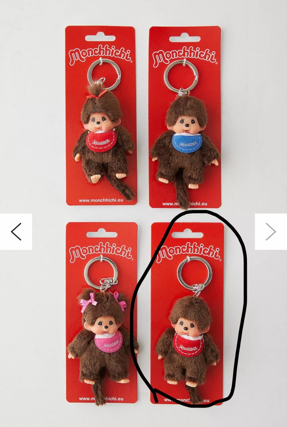 몬치치 유럽 클래식 미니 키링 미개봉(빨간 턱받이 남아) 상품이미지1