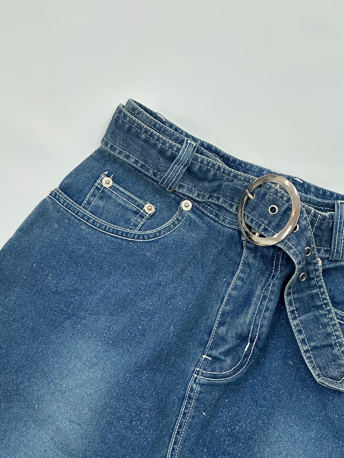 🛼라라의 스타일기 트윙클 스타 벨트 미니스커트🛼데님 오네갸루 팝갸루  상품이미지5