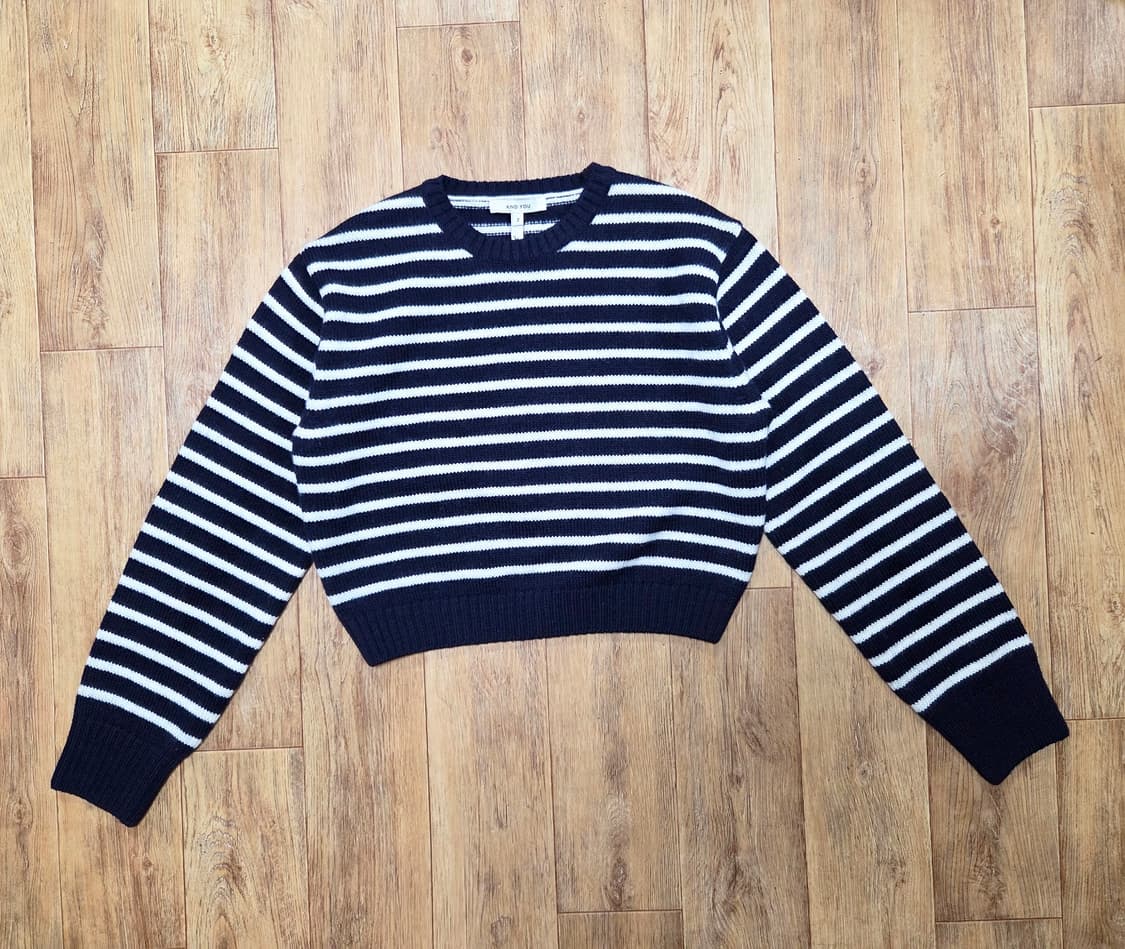 앤유(and you) 리버티 스트라이프 크롭 울니트 55-66 새상품 상품이미지4