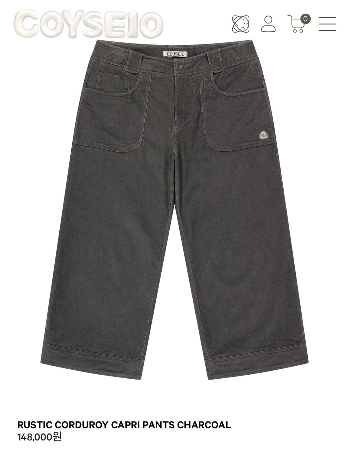 코이세이오 코듀로이 카프리팬츠 상품이미지1