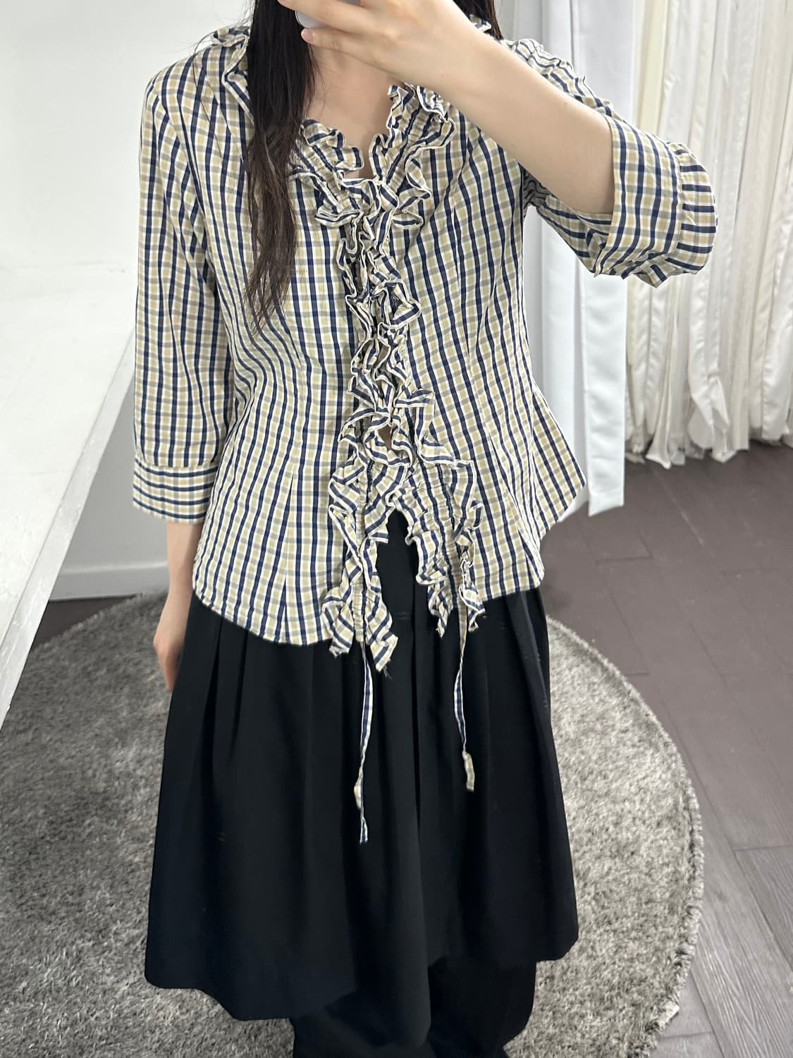nara camicie frill check shirt 상품이미지4
