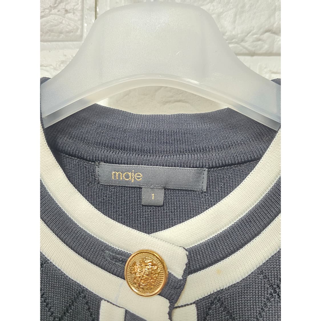 택포_ 마쥬 블랙 다이아몬드 퀼팅 금장 가디건 S 상품이미지2