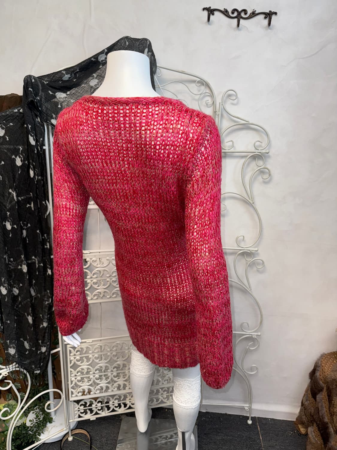 Cherry pink bokashi skull knit ops 상품이미지5