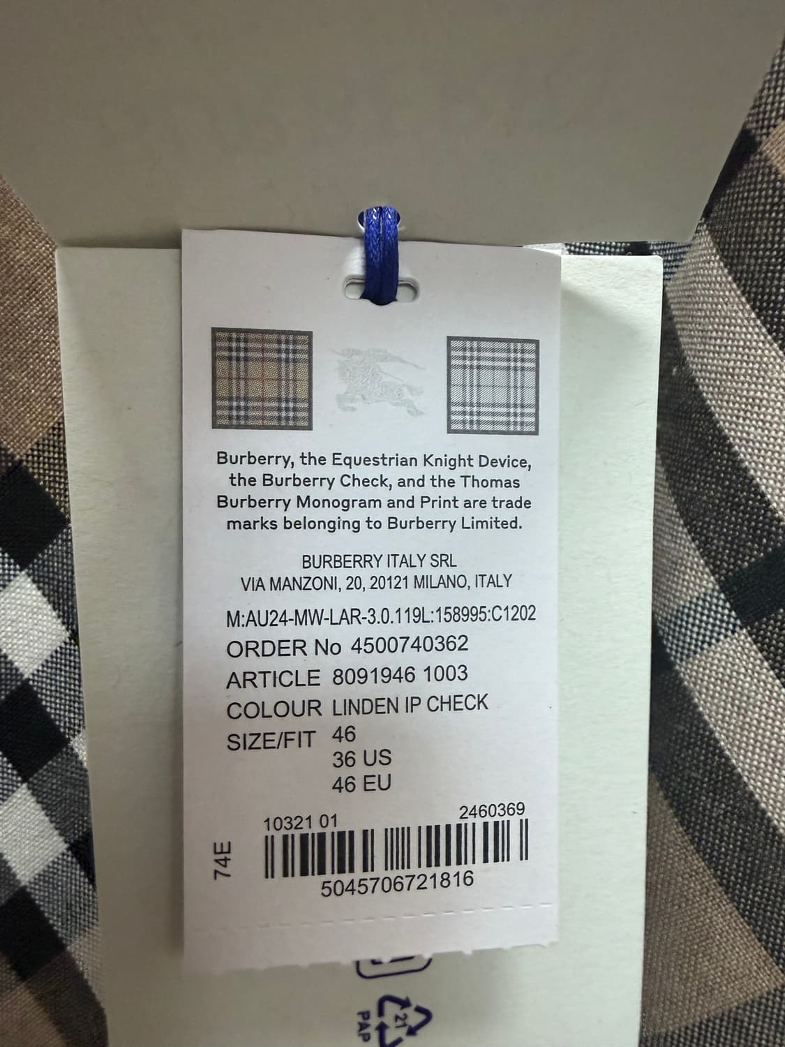 버버리 체크 테일러드 스트레이트 레고 팬츠 ( 32 ) 상품이미지7