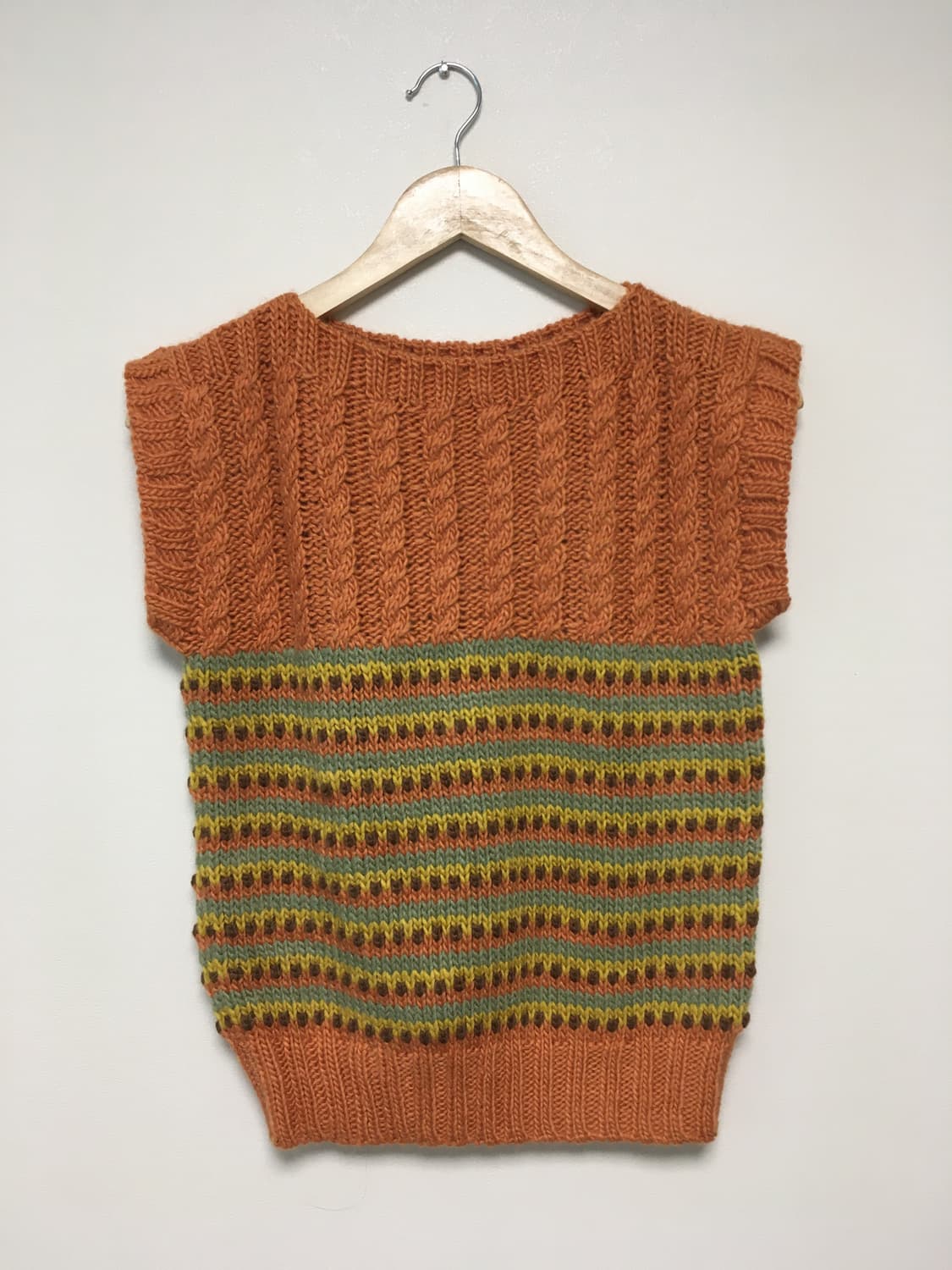vintage cable stripe mix vest terracotta 상품이미지5