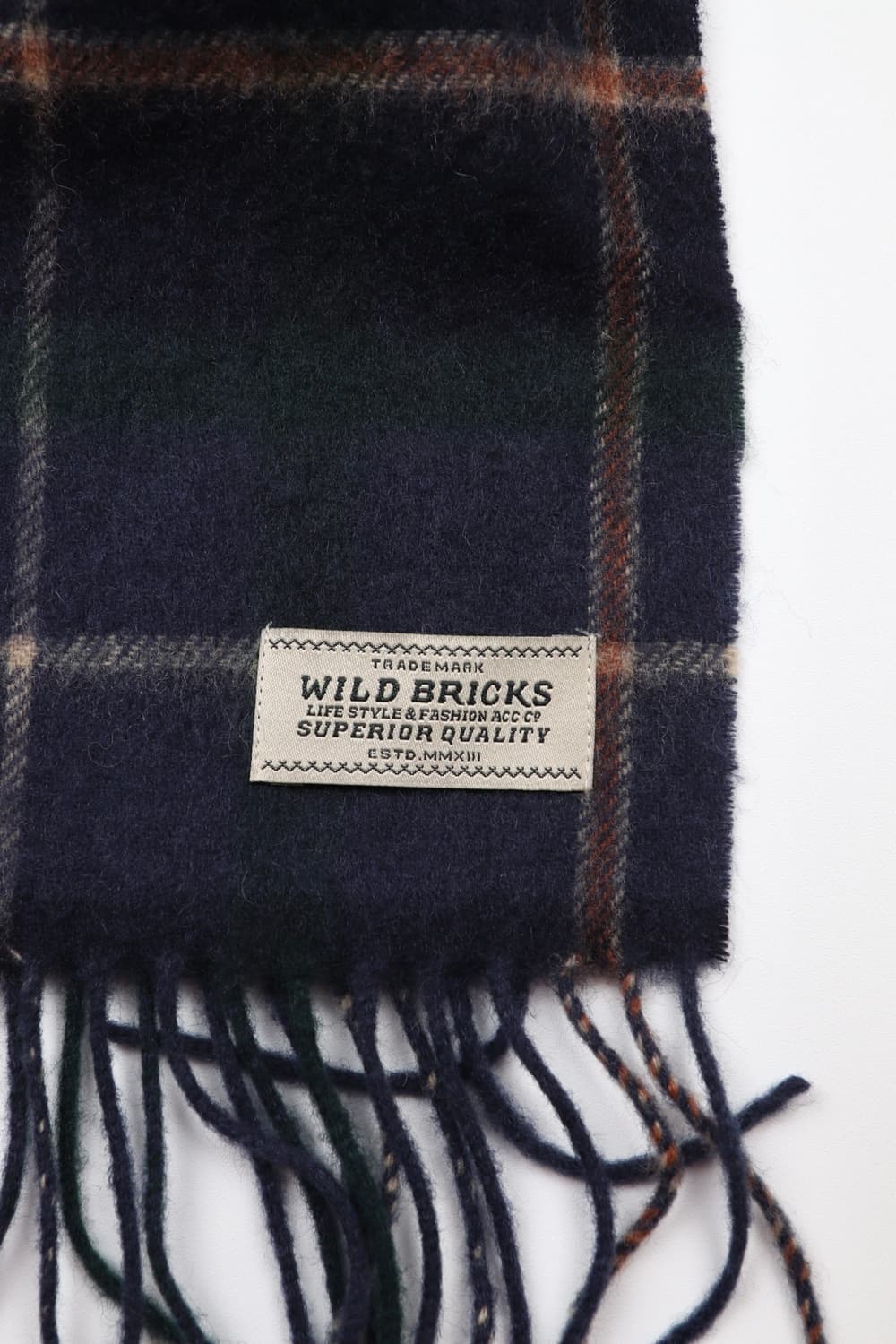 Wildbricks Ts 체크 울 머플러 네이비 상품이미지3