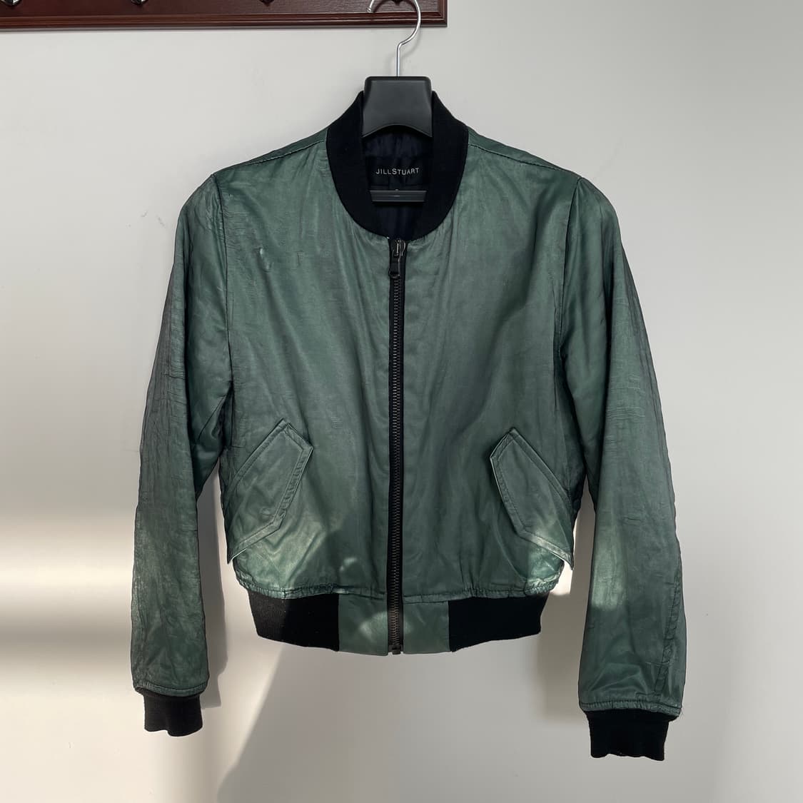 질스튜어트 망사 레이어드 그린 블루종 봄버 상품이미지1