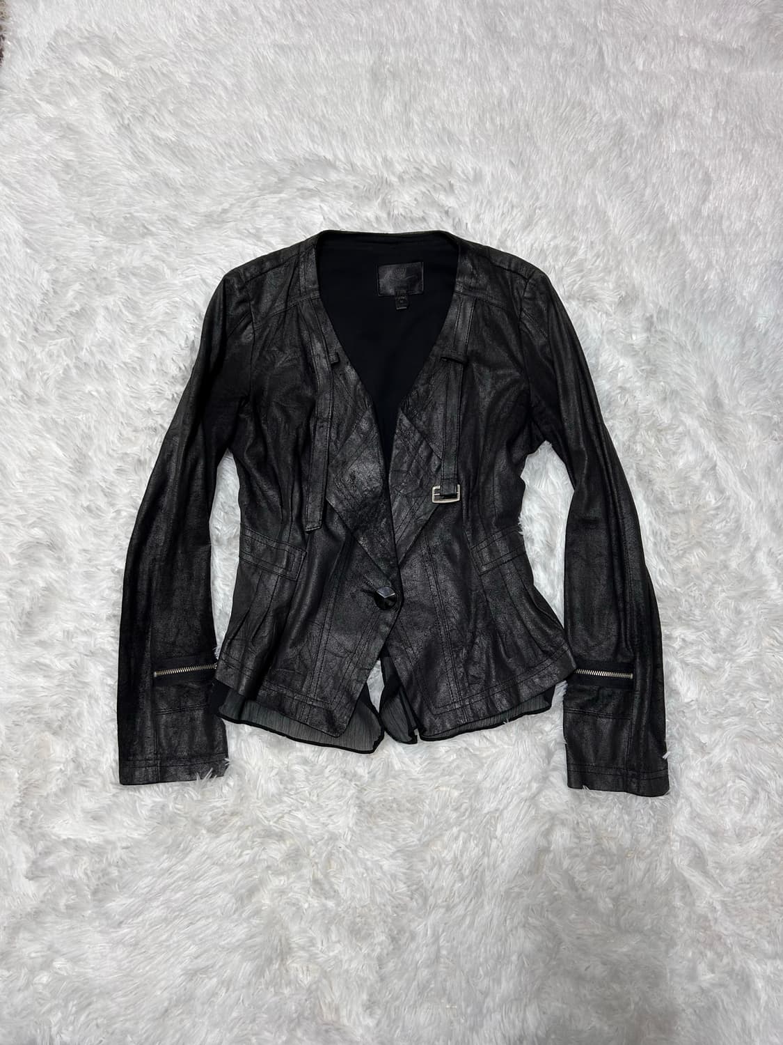 00’s drape lace detailed lether jacket 상품이미지1