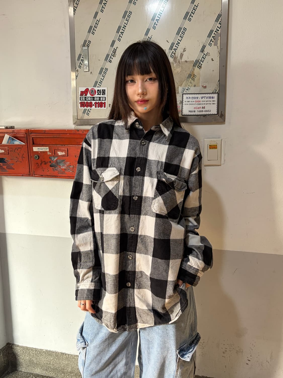 90s 올드스쿨 플란넬 블랙 엑라 상품이미지1