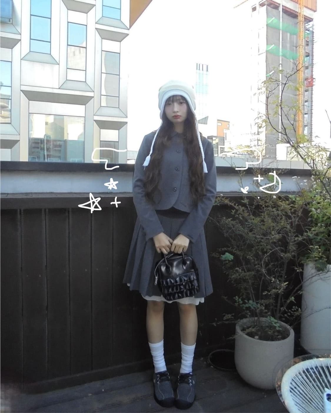 코이세이오 셋업 그레이 자켓 스커트 일괄 상품이미지1