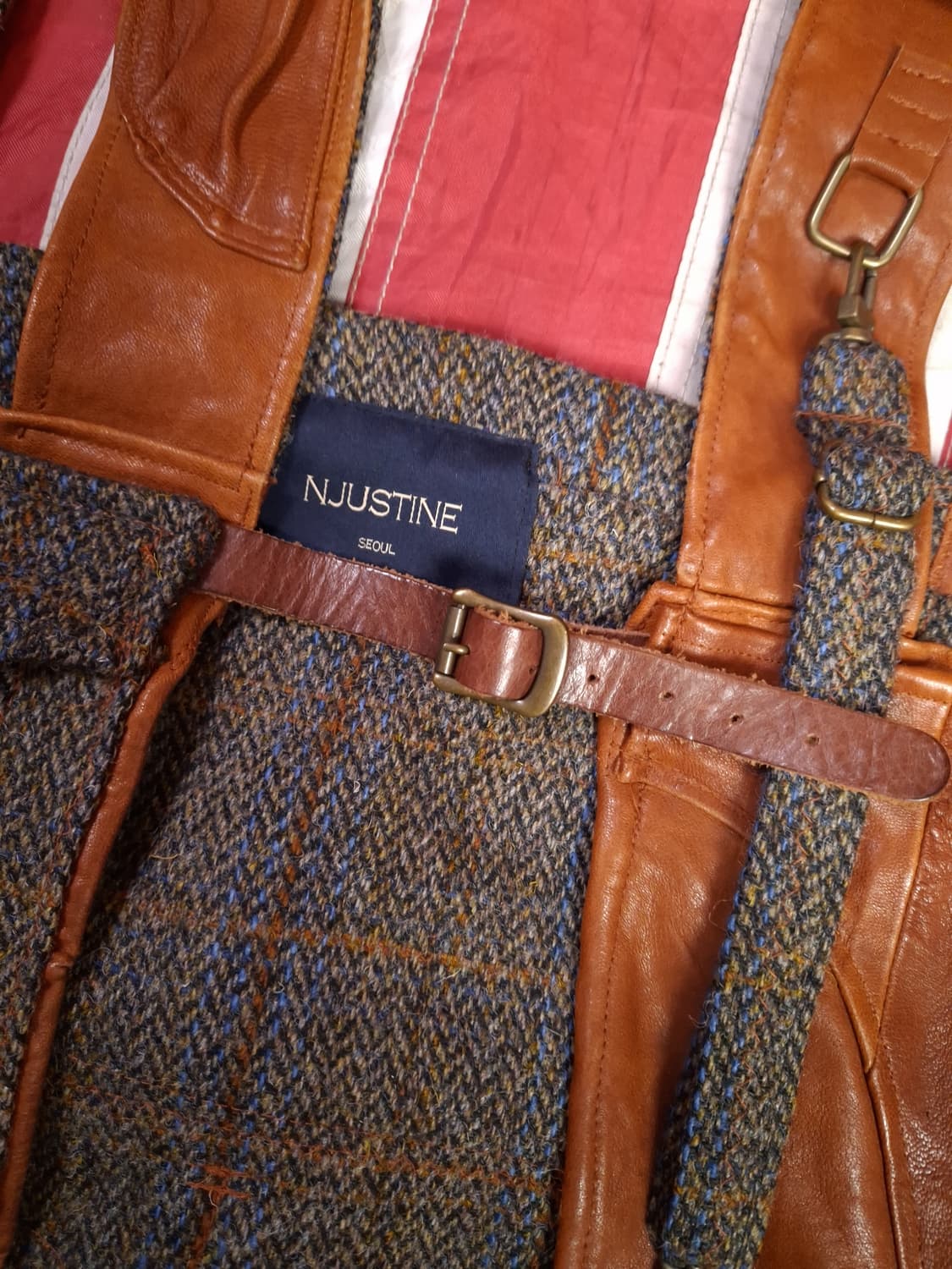 새제품 서스펜더 울 리얼레더 베스트 상품이미지6