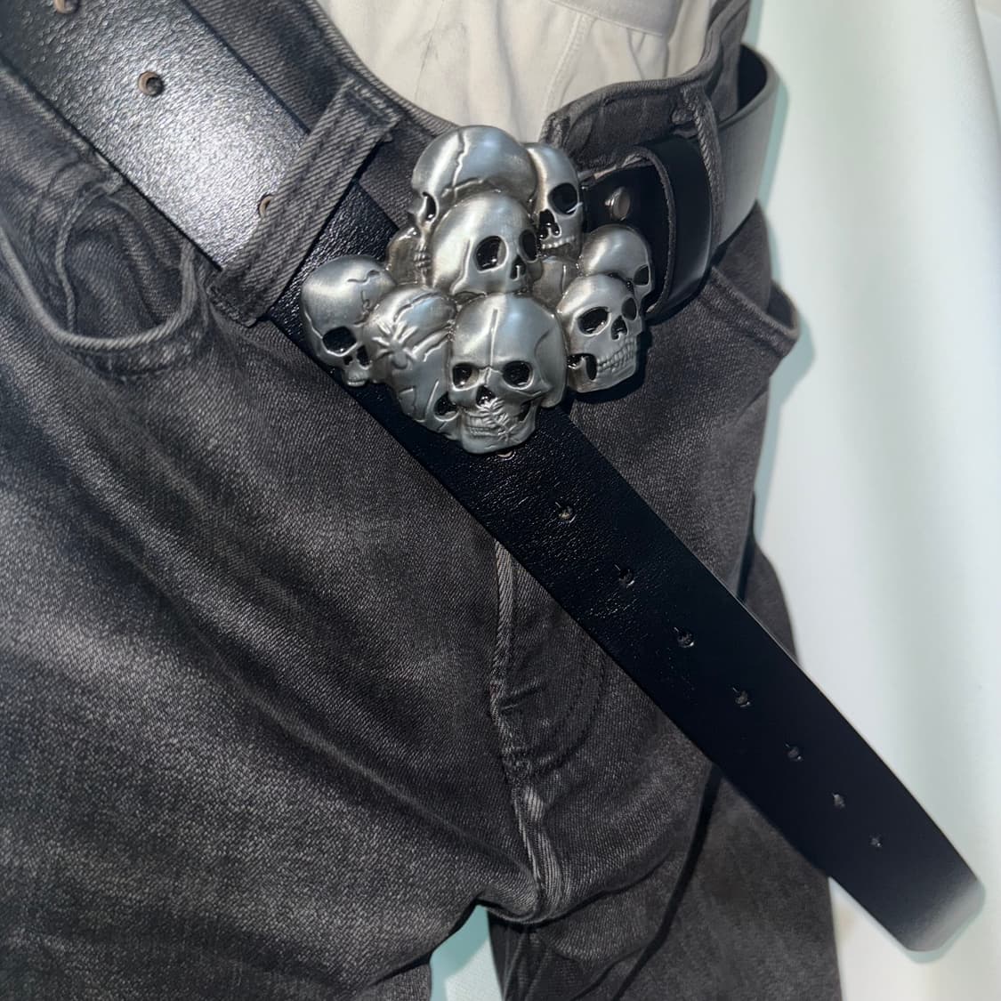 skulls cow leather belt black/brown 상품이미지1