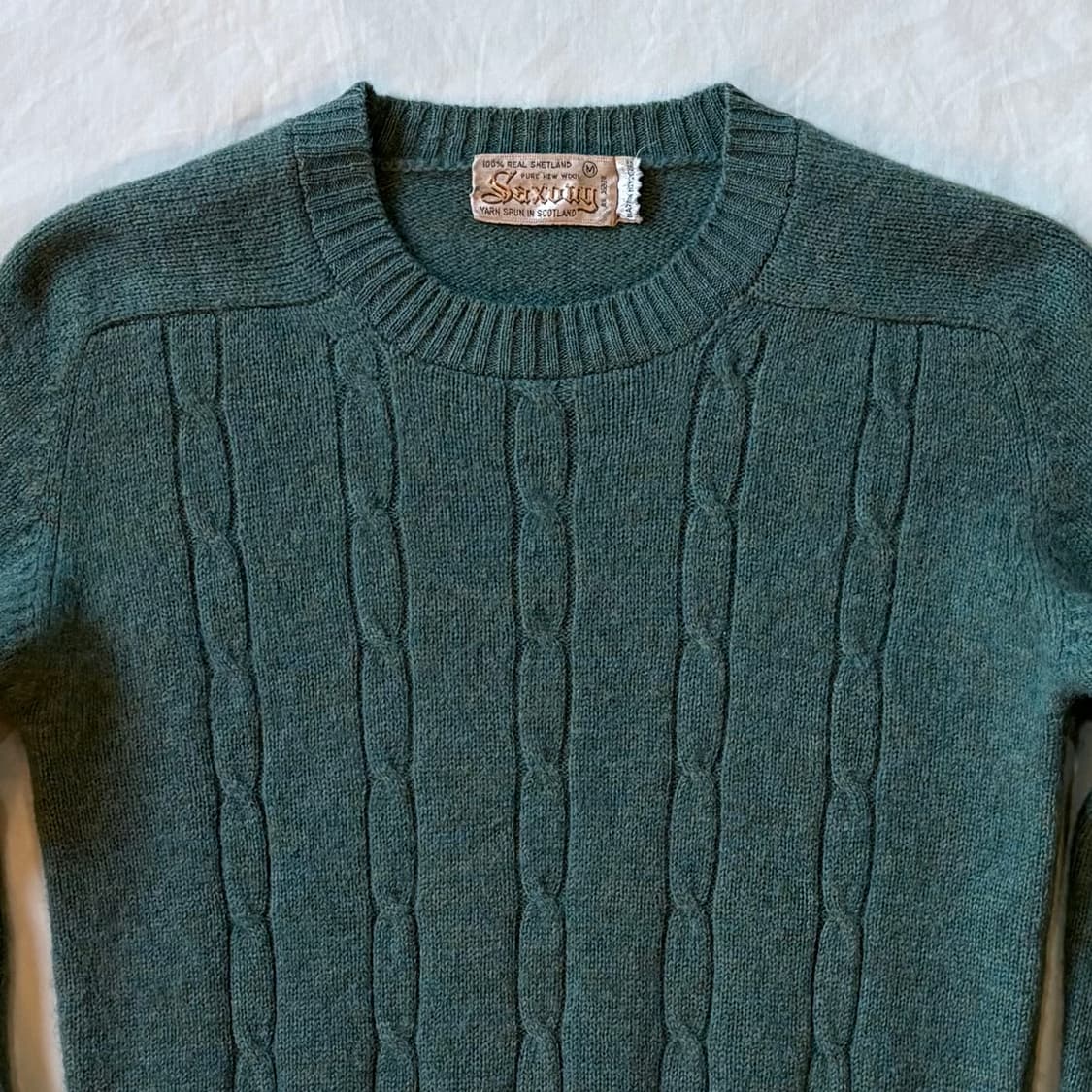 [M] 80s Saxony 셰틀랜드 퓨어 뉴 울 라운드 넥 니트 상품이미지2