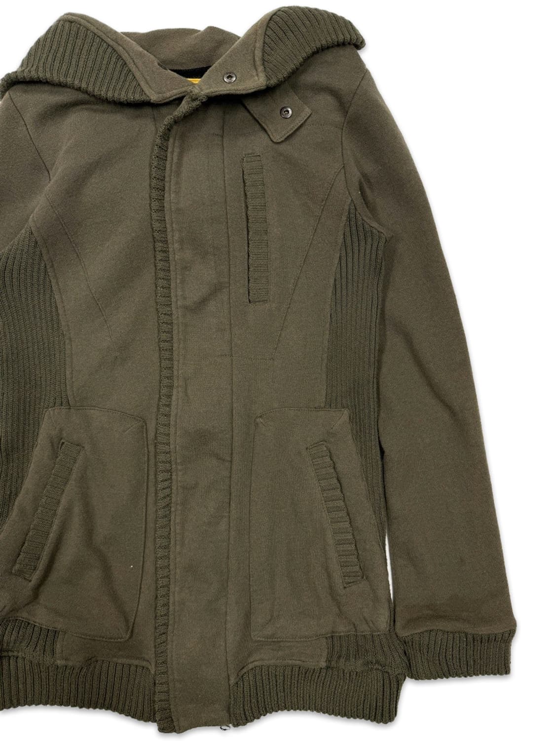 빈티지 Von Dutch 카키 니트 후드 집업 상품이미지2