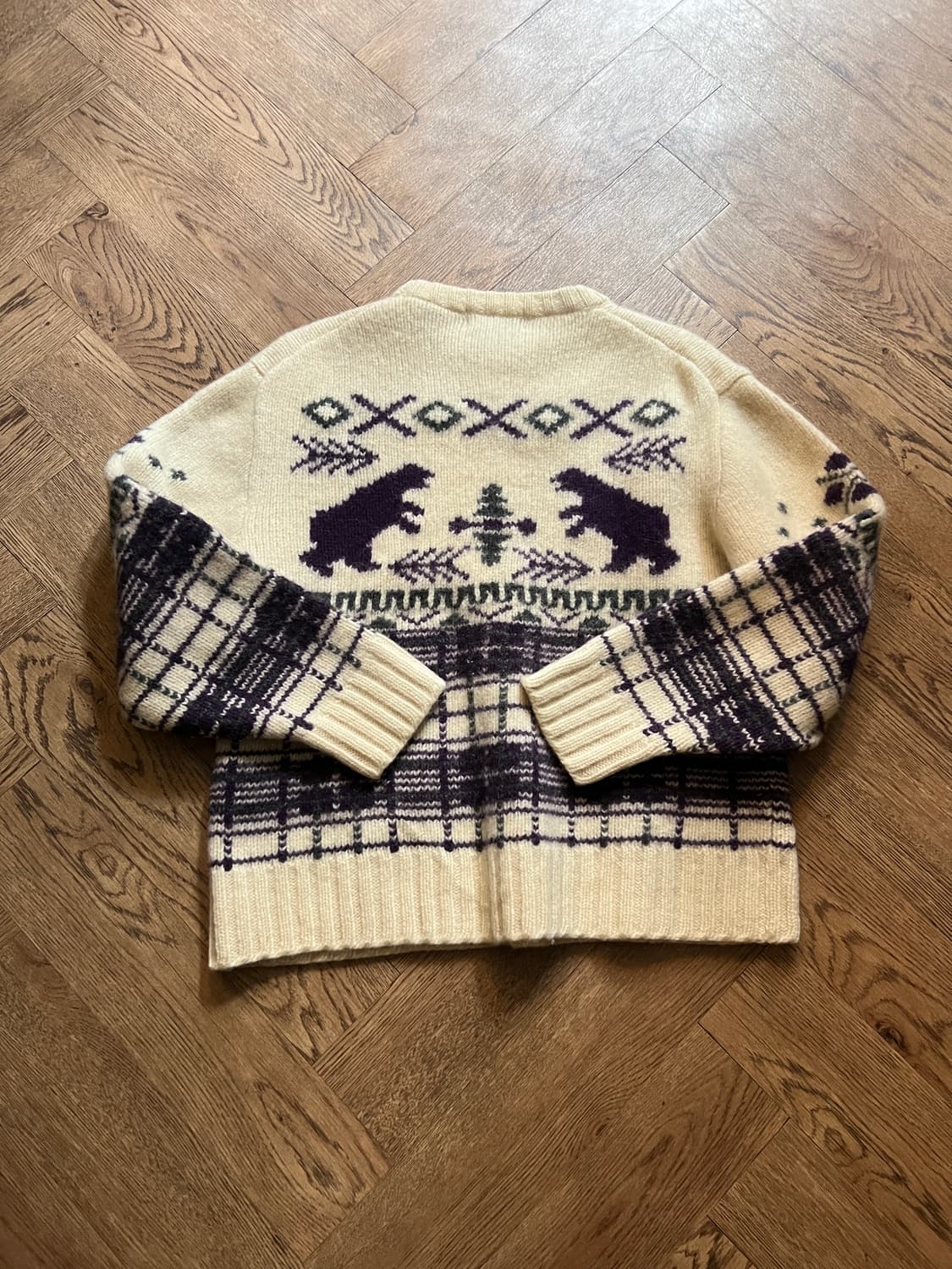 [XL]90's USA 빈티지 폴라베어 패턴 울 스웨터 상품이미지7