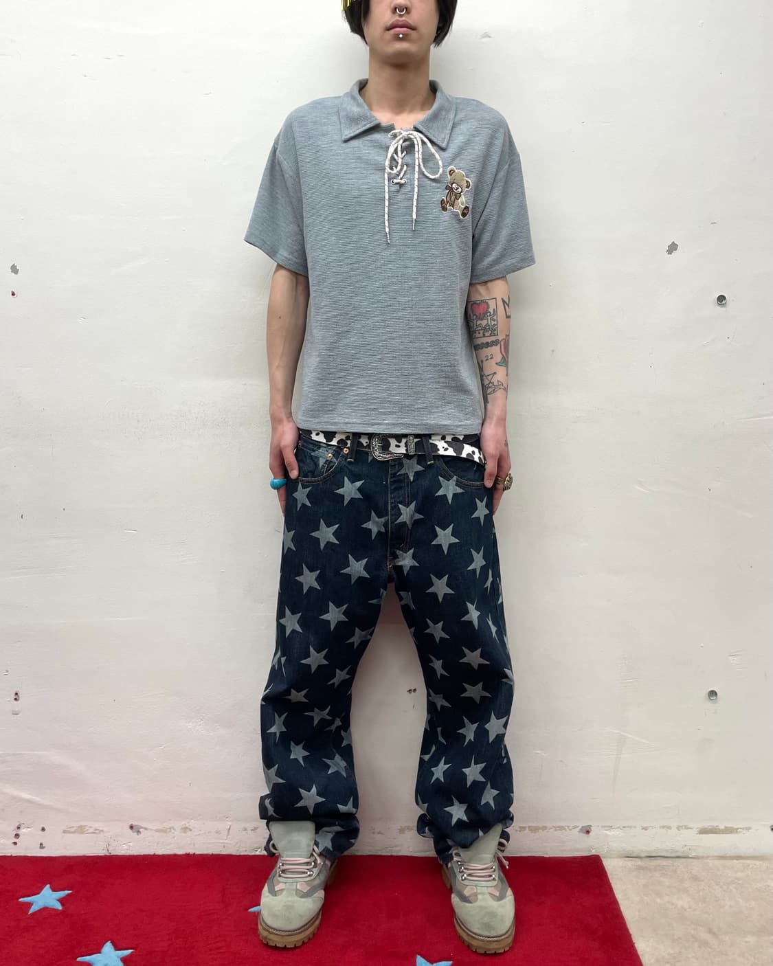 Bear strap gray T-shirt  상품이미지3