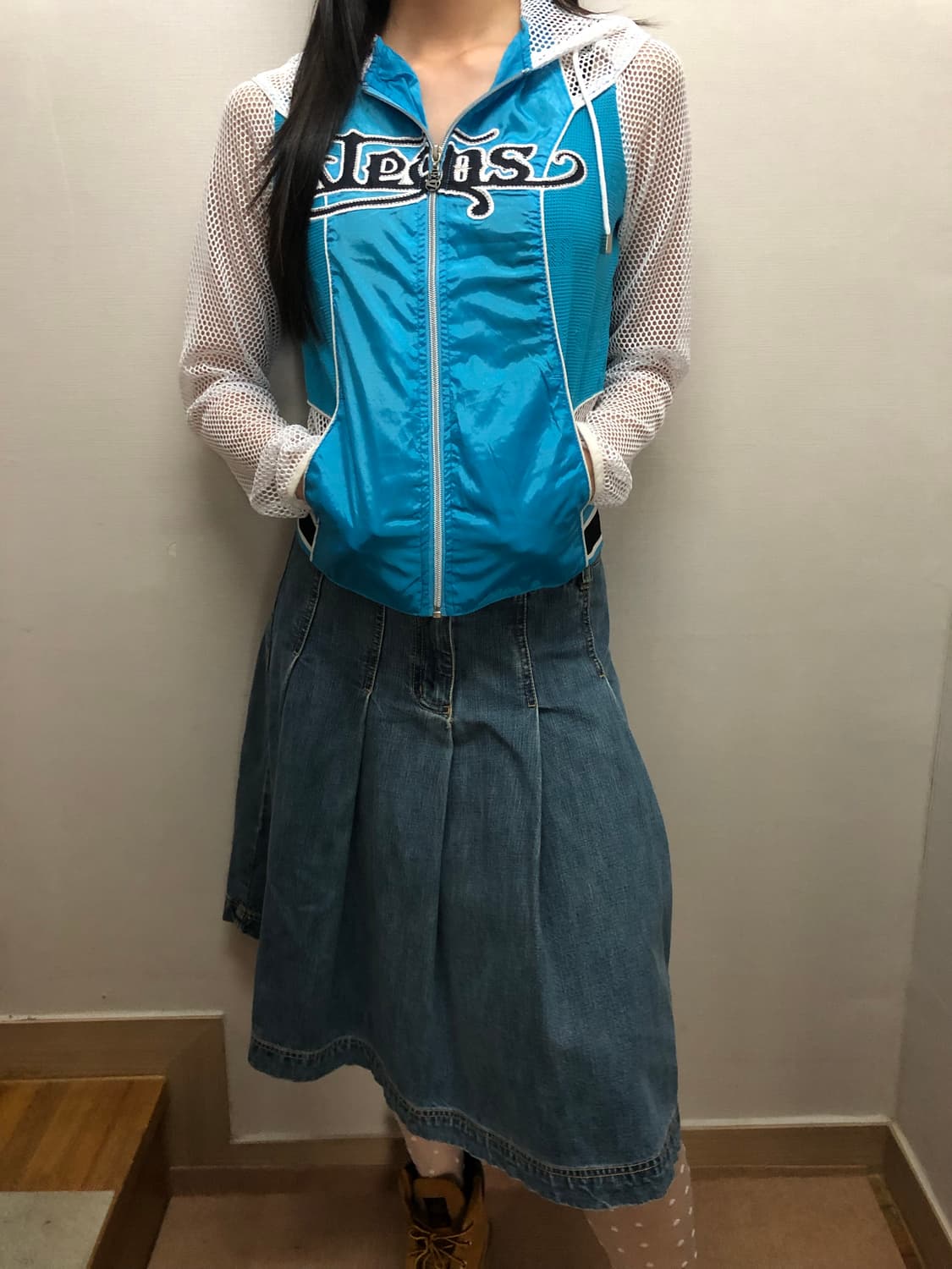 빈티지 블루 네트 와투케 집업 상품이미지6