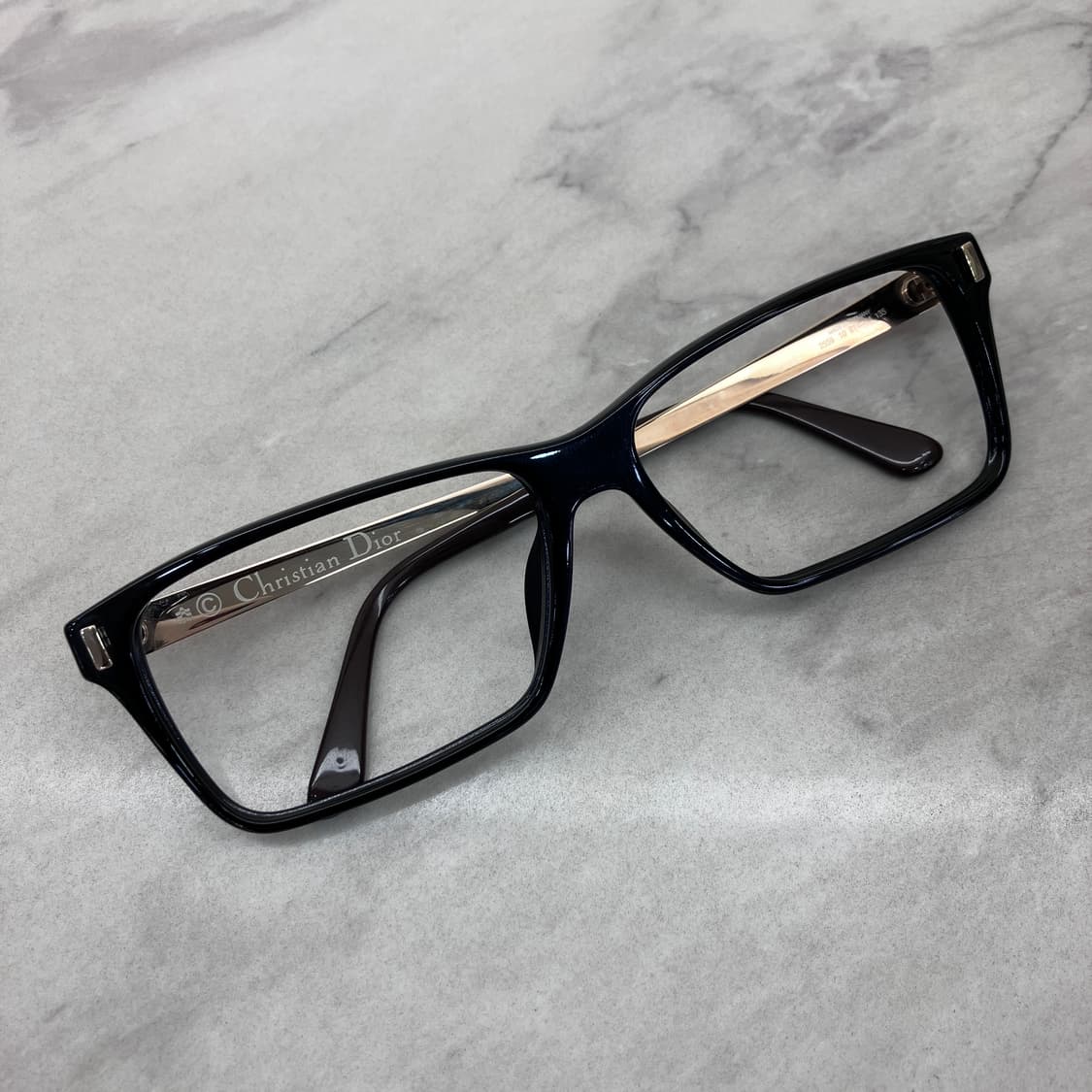 C01 디올 Dior 블랙 골드 콤비 스퀘어 뿔테 안경 상품이미지1