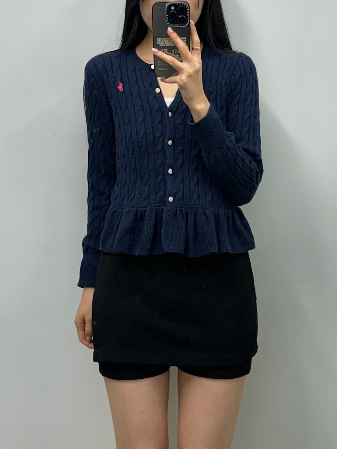 폴로 랄프로렌 네이비 프릴 꽈배기 니트 가디건 상품이미지1