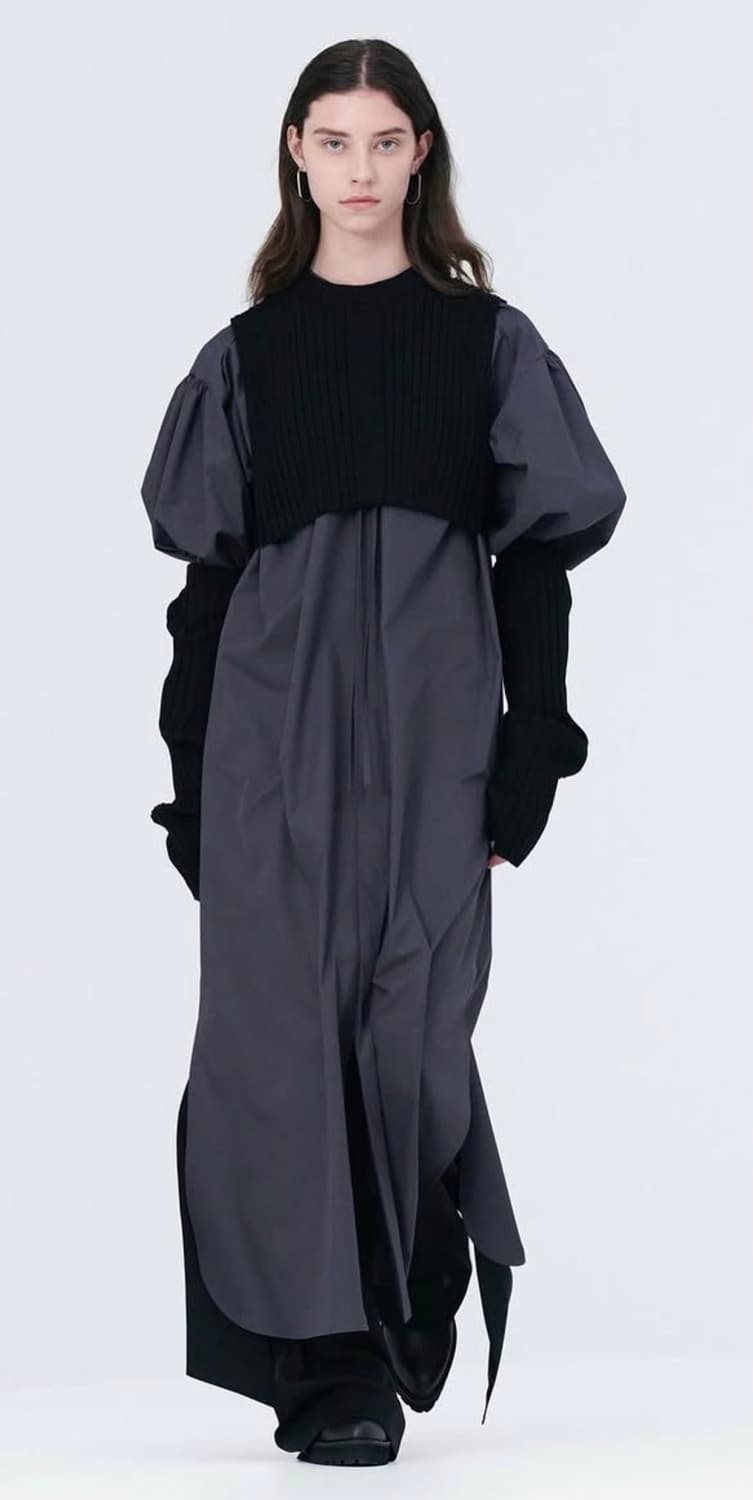 HYKE T/C GATHERED DRESS 차콜 상품이미지1