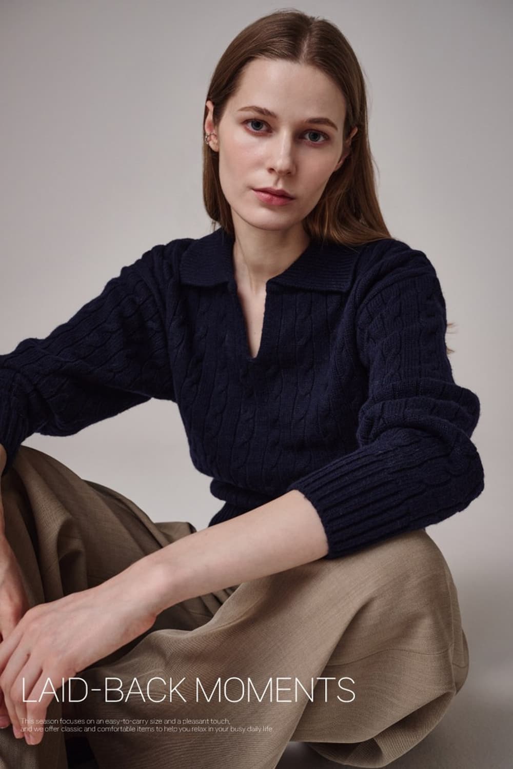 폴로 랄프로렌 블랙라벨  오픈 카라 캐시미어 케이블 니트 상품이미지7