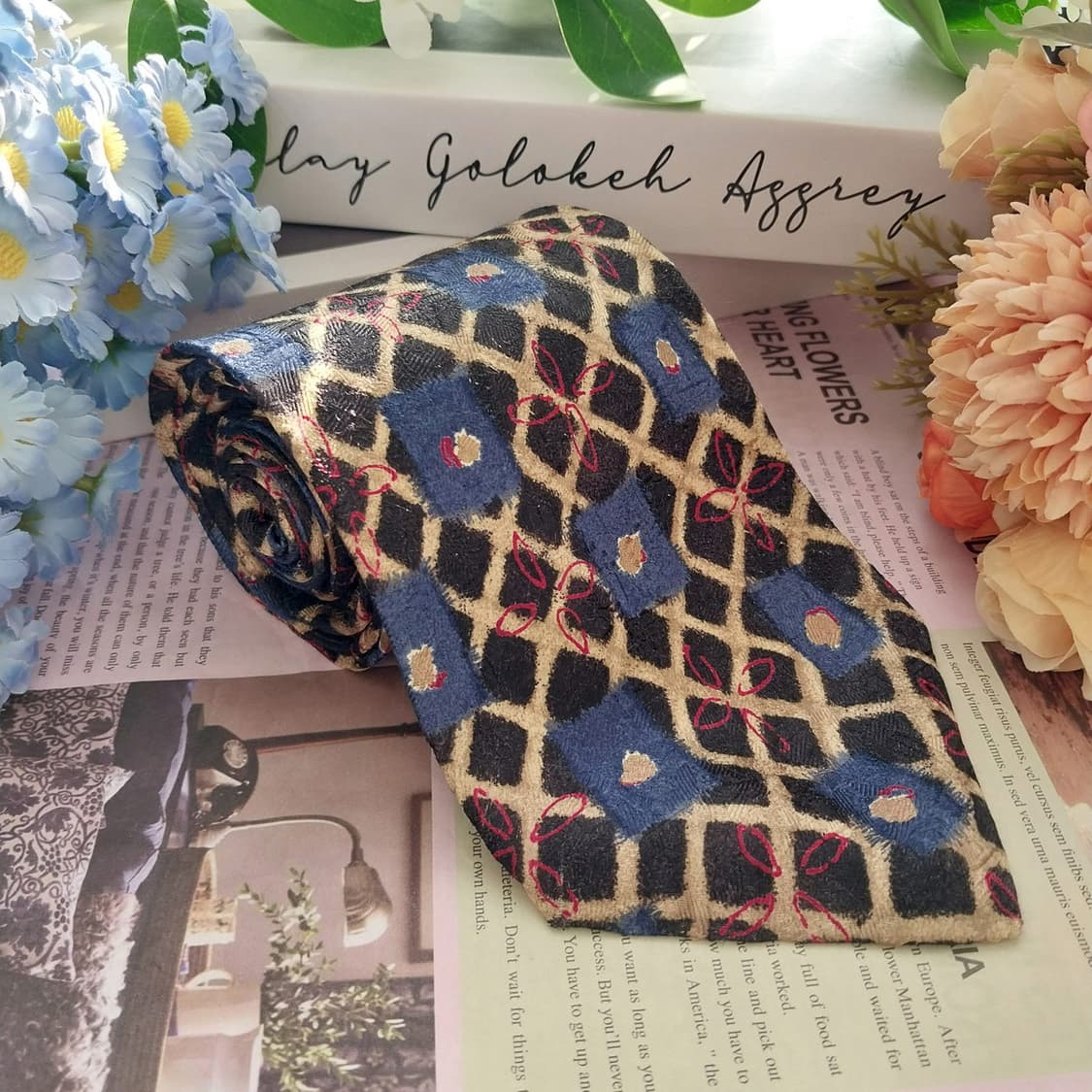 에르메네질도 제냐 실크 아트 패턴 넥타이 9.5cm A+등급 K1506
 상품이미지2